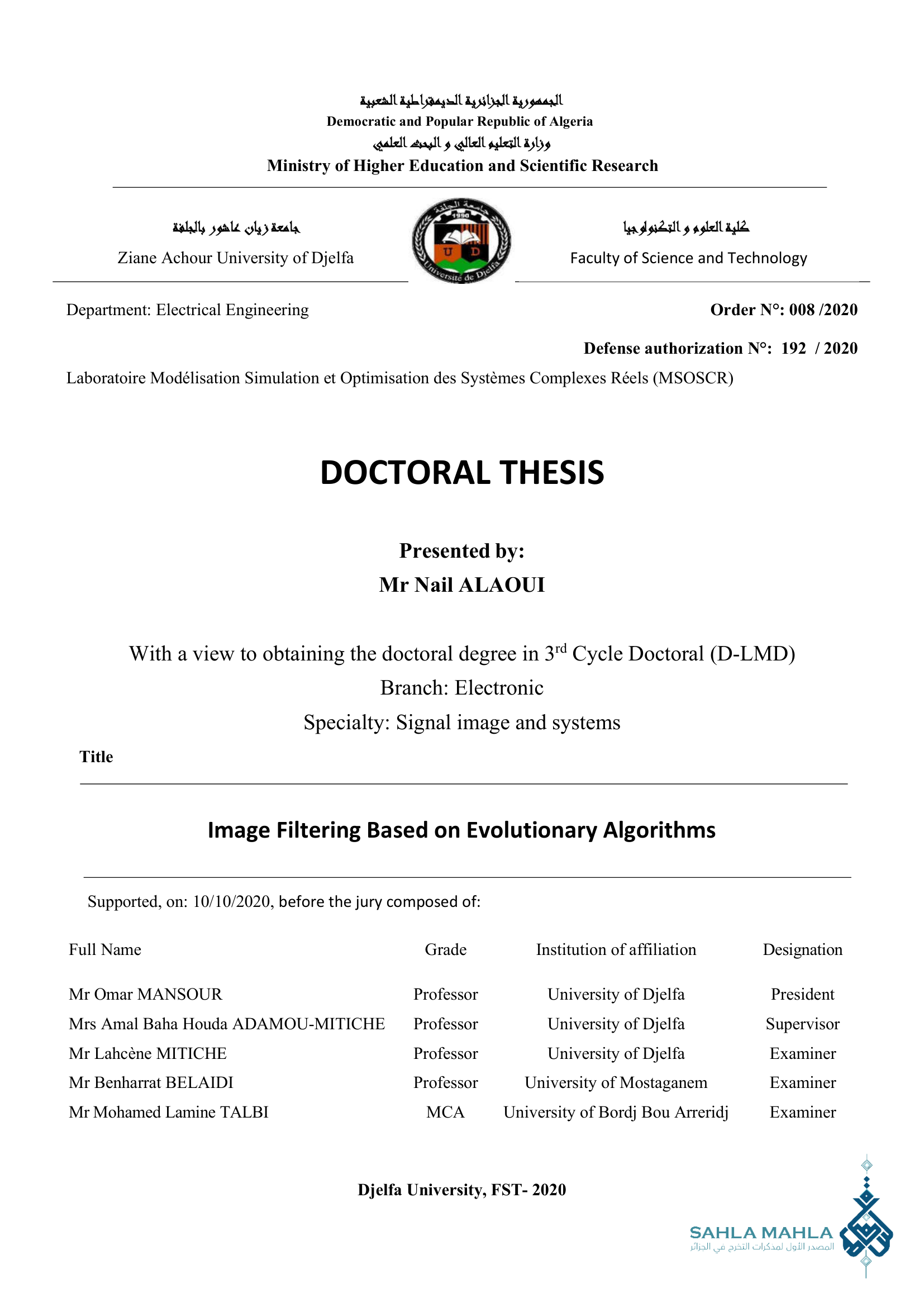 Image Filtering Based on Evolutionary Algorithms