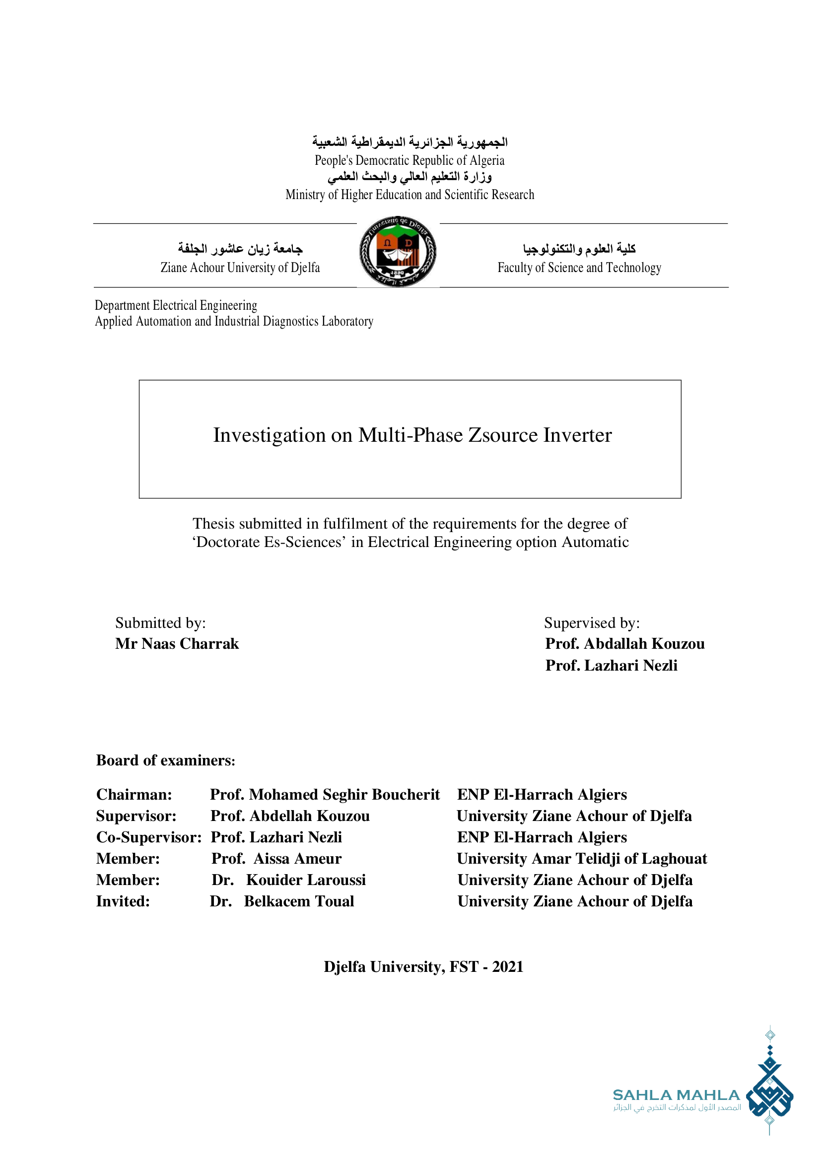 Investigation on Multi-Phase Zsource Inverter