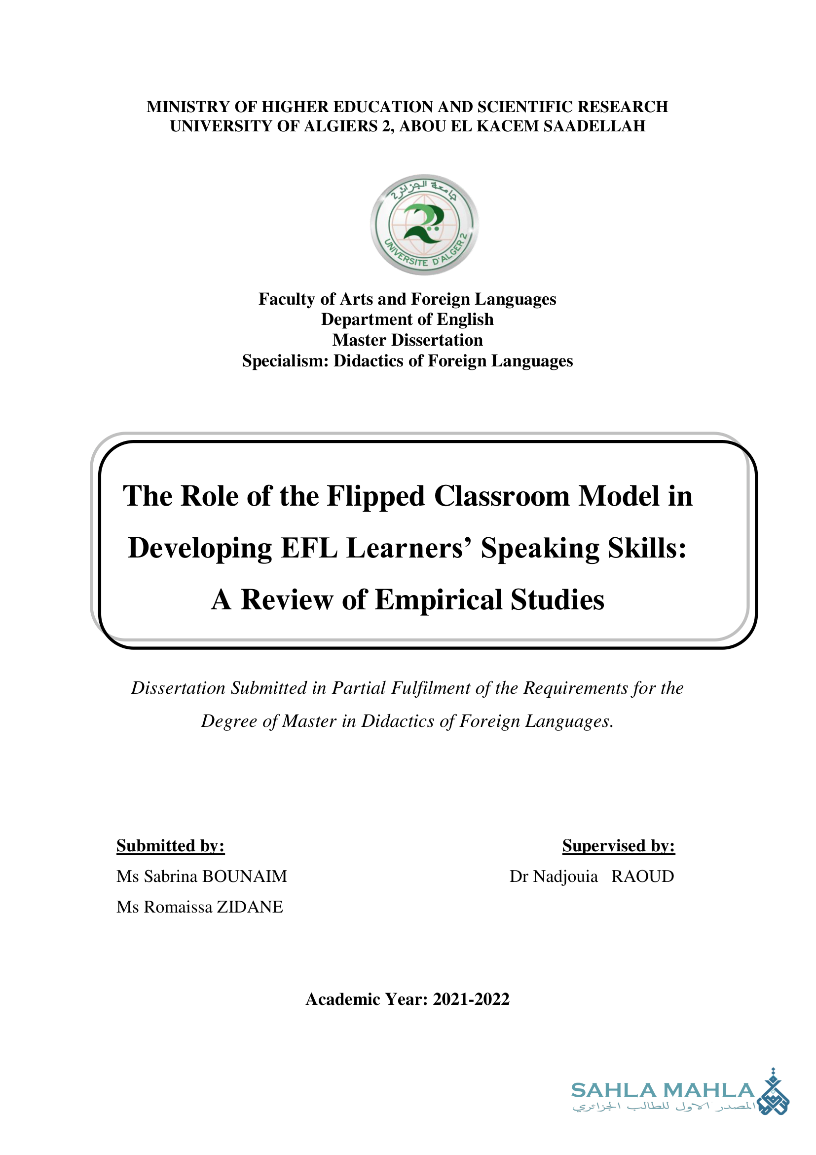 The Role of the Flipped Classroom Model in Developing EFL Learners' Speaking Skills: A Review of Empirical Studies