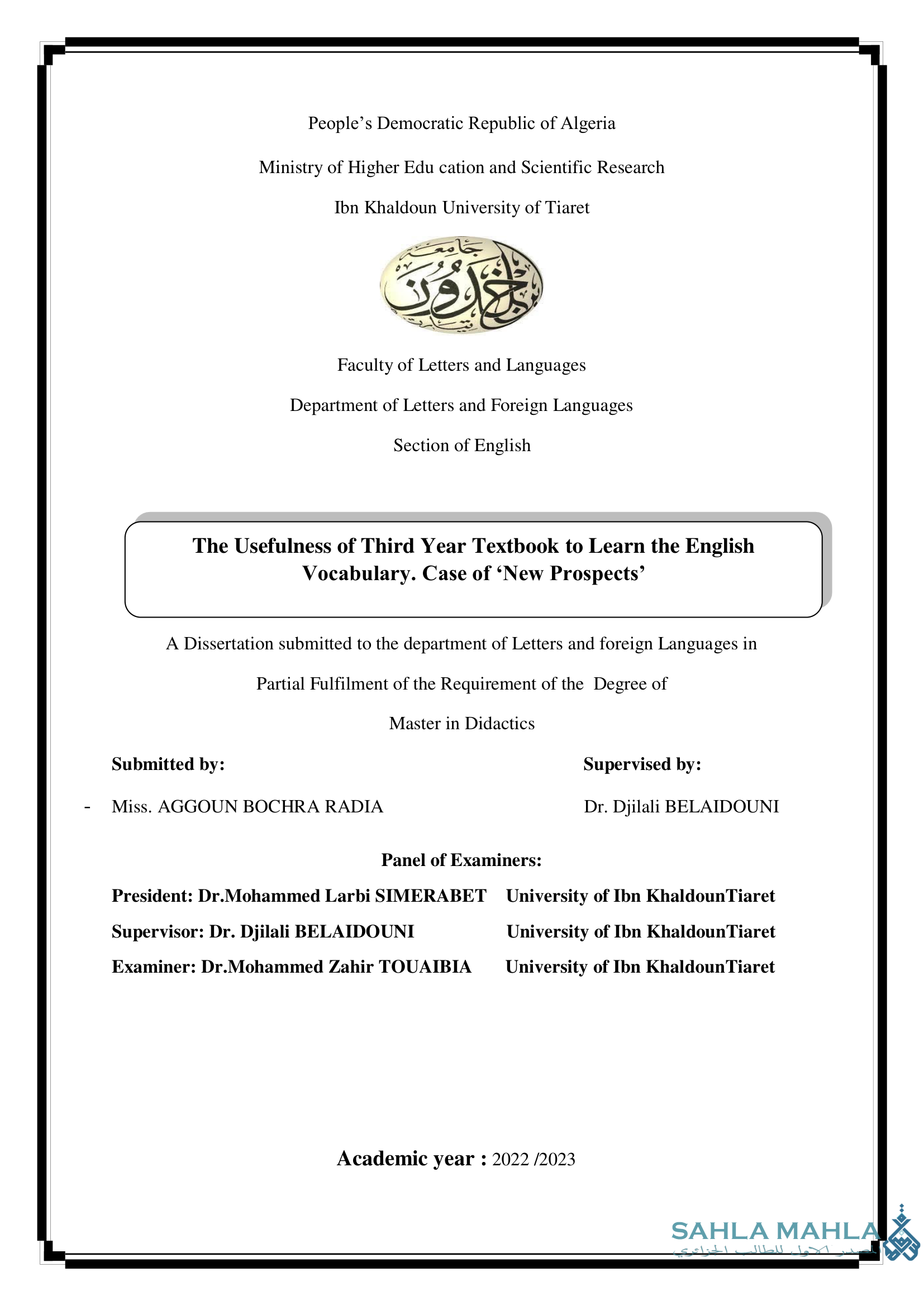 The Usefulness of Third Year Textbook to Learn the English Vocabulary. Case of 'New Prospects'
