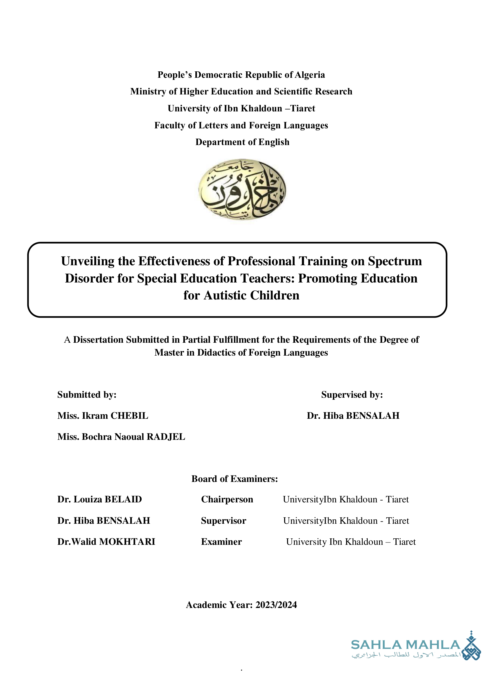 Unveiling the Effectiveness of Professional Training on Spectrum Disorder for Special Education Teachers: Promoting Education for Autistic Children