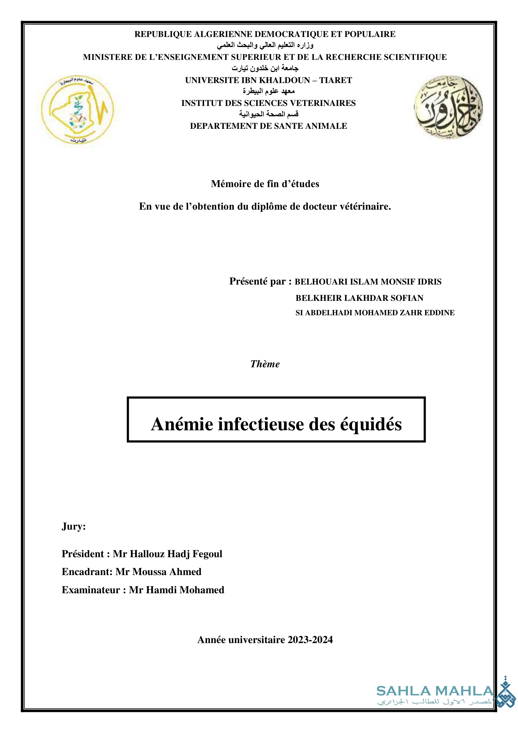 Anémie infectieuse des équidés