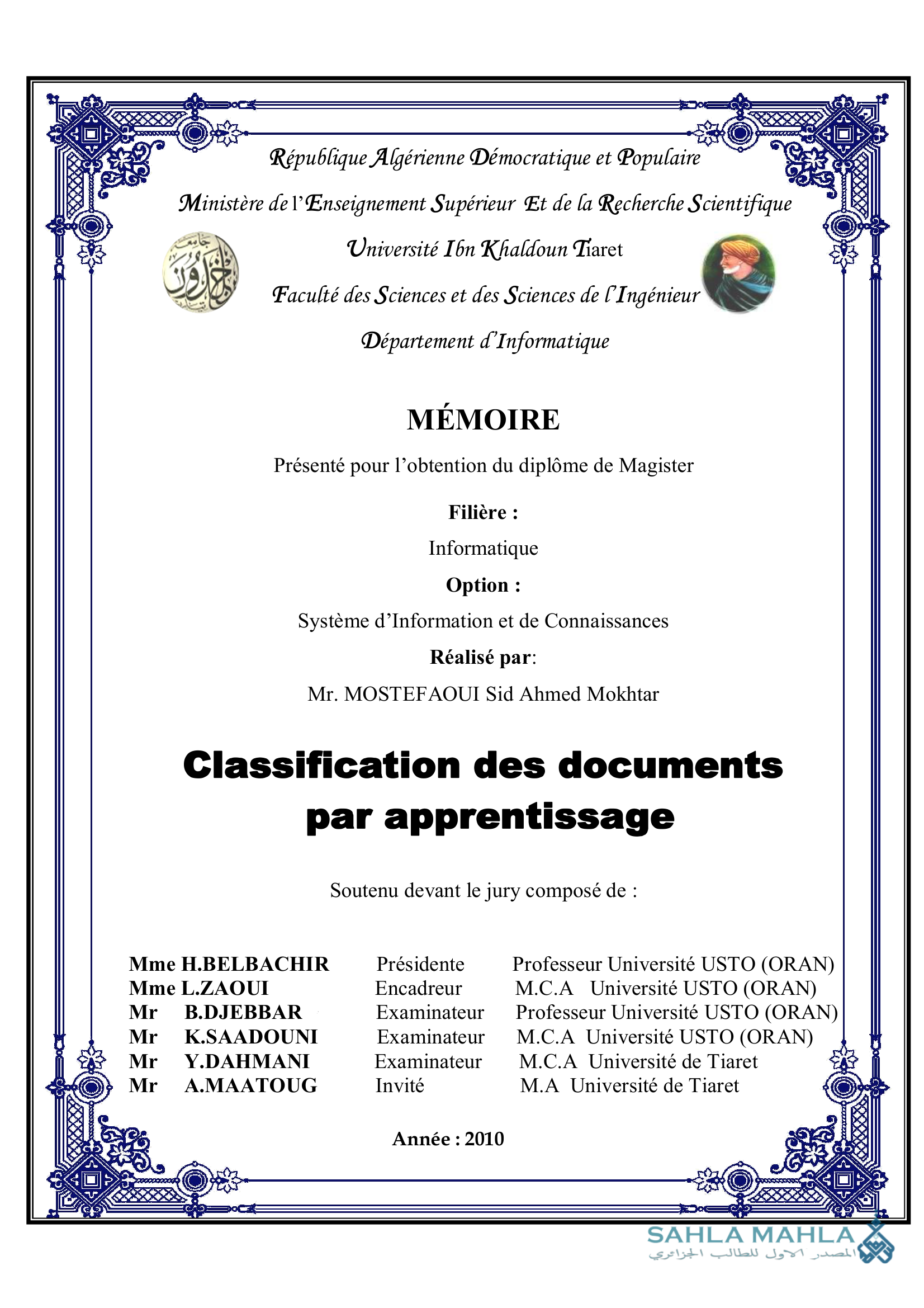 Classification des documents par apprentissage