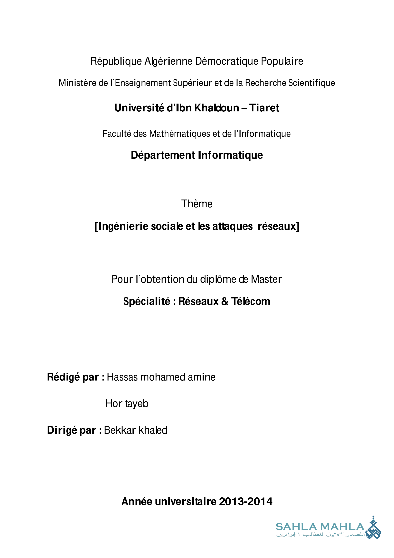 Ingénierie sociale et les attaques réseaux