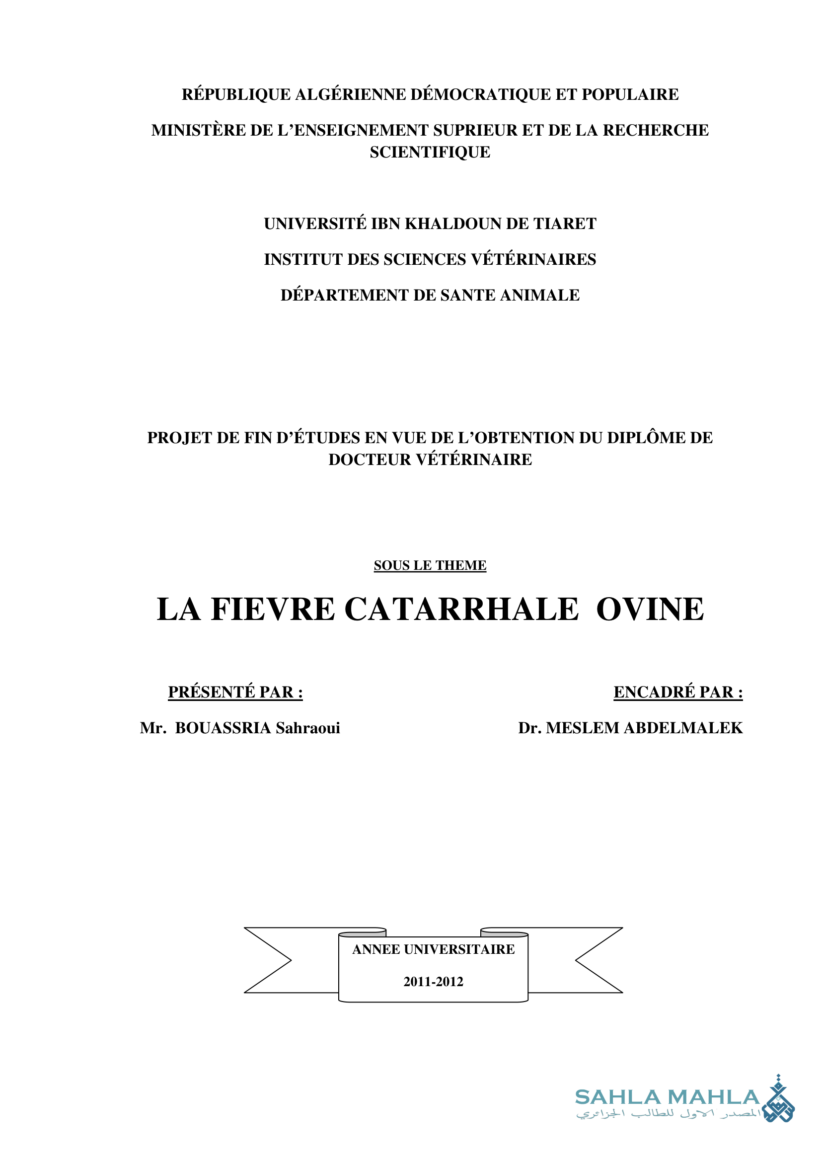 LA FIEVRE CATARRHALE OVINE
