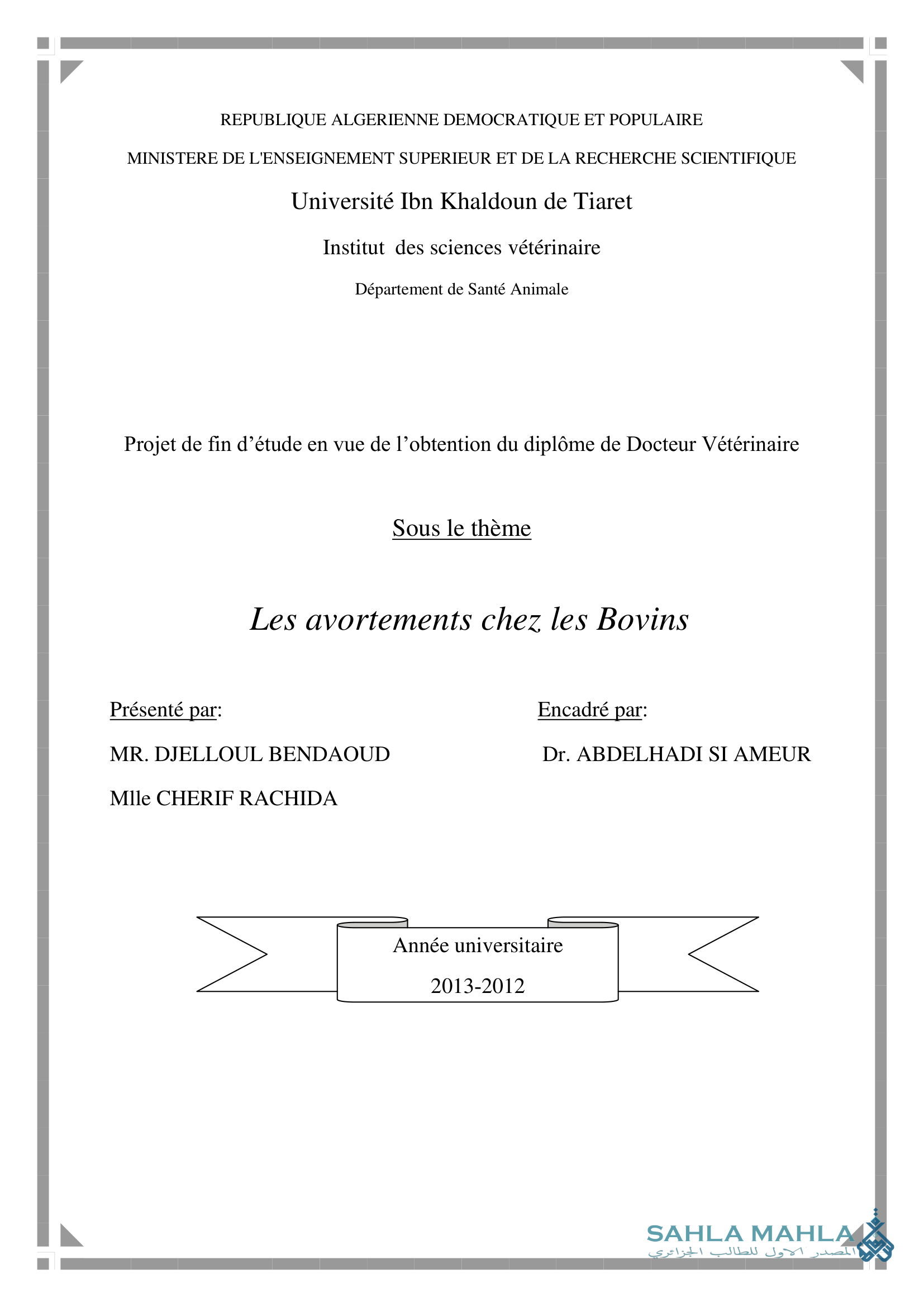 Les avortements chez les Bovins