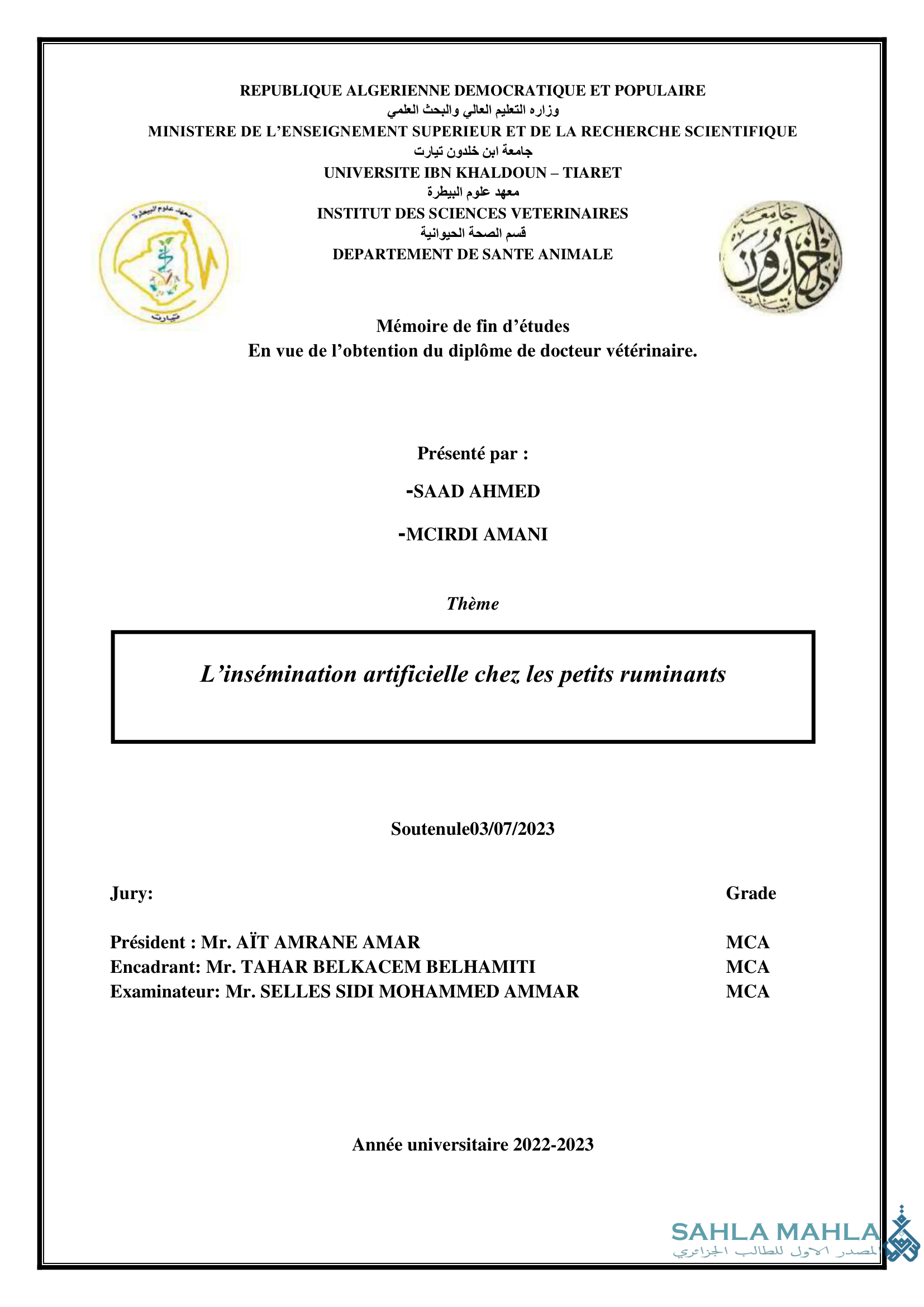 L'insémination artificielle chez les petits ruminants
