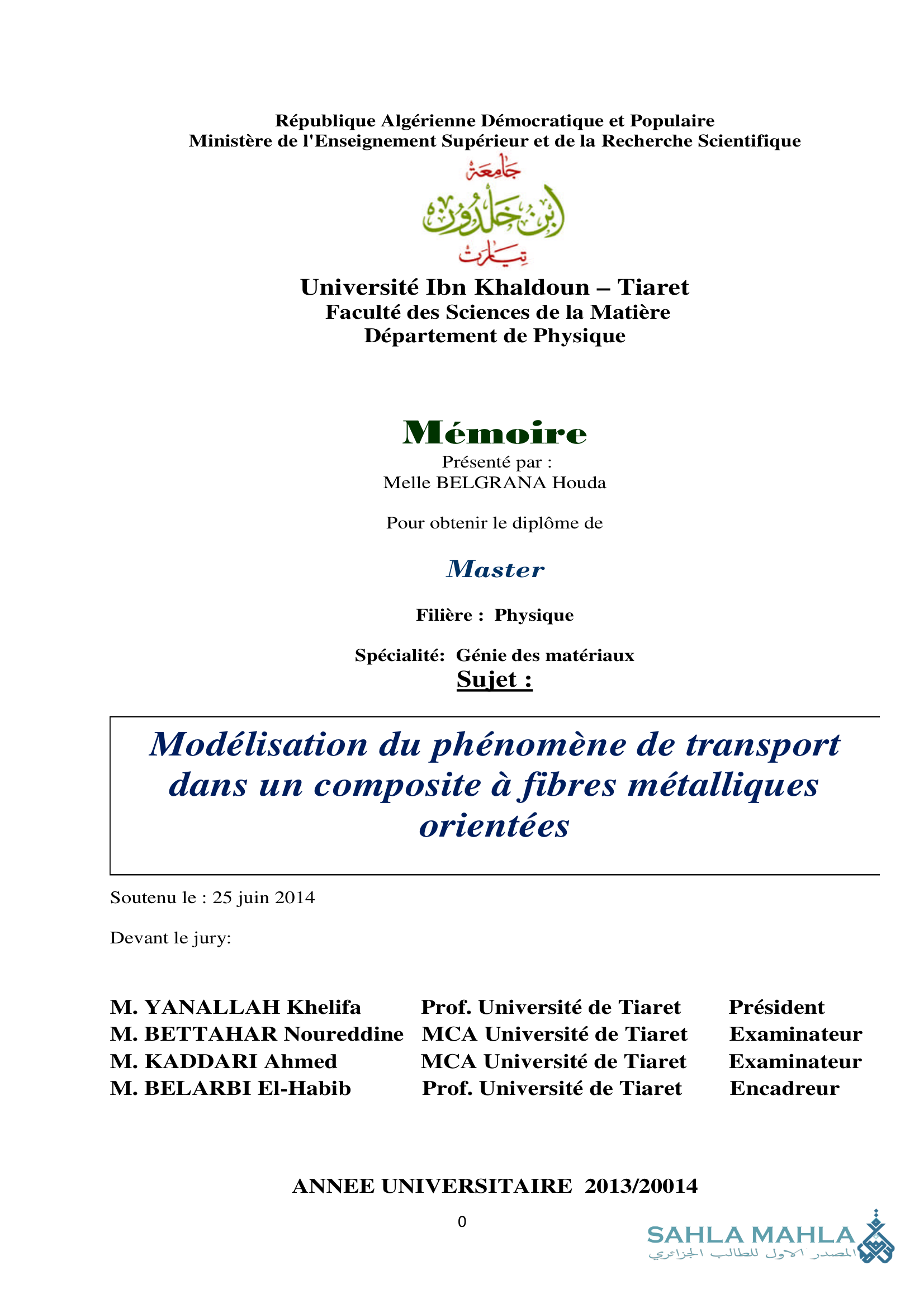 Modélisation du phénomène de transport dans un composite à fibres métalliques orientées
