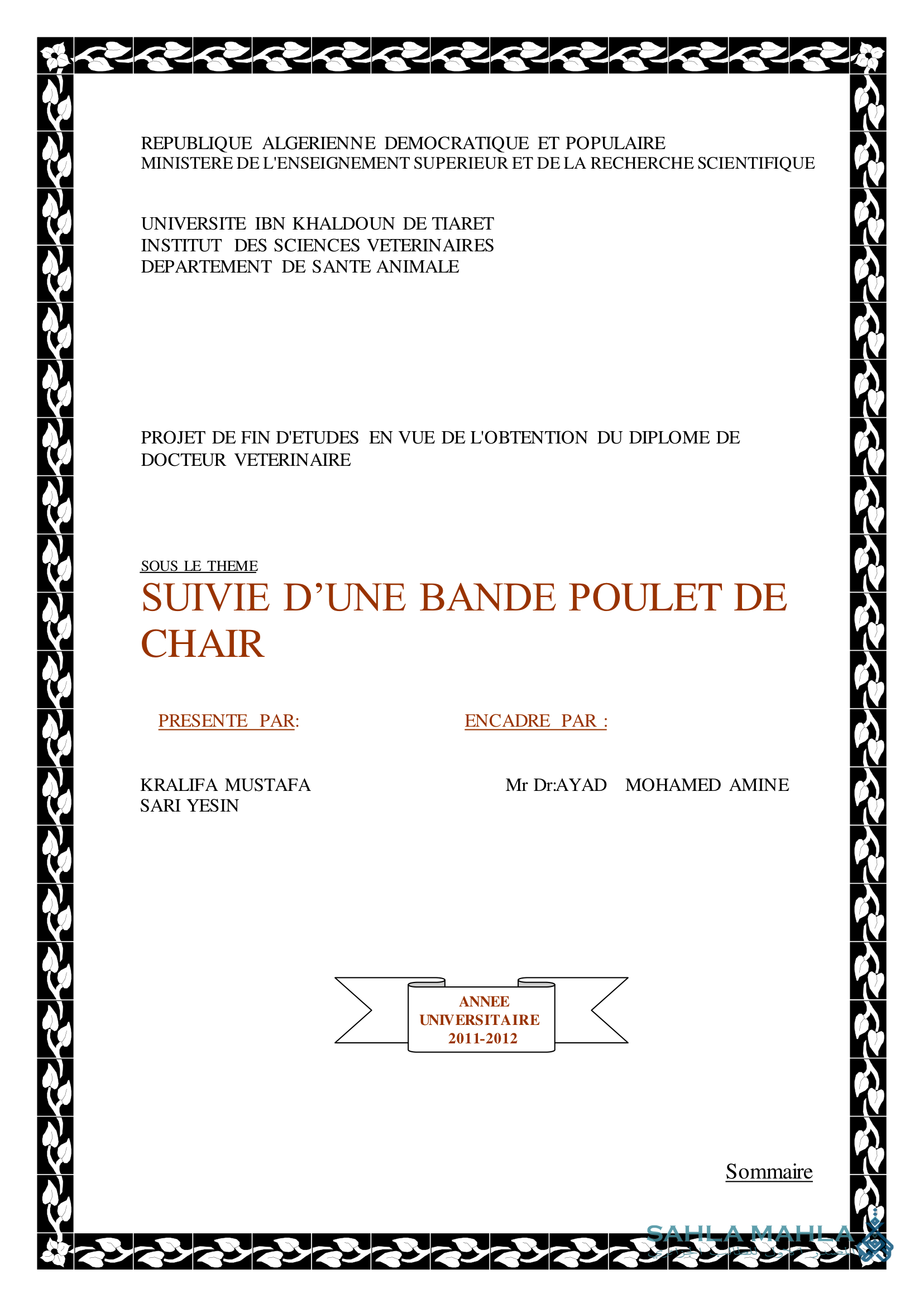SUIVIE  D'UNE BANDE  POULET DE CHAIR