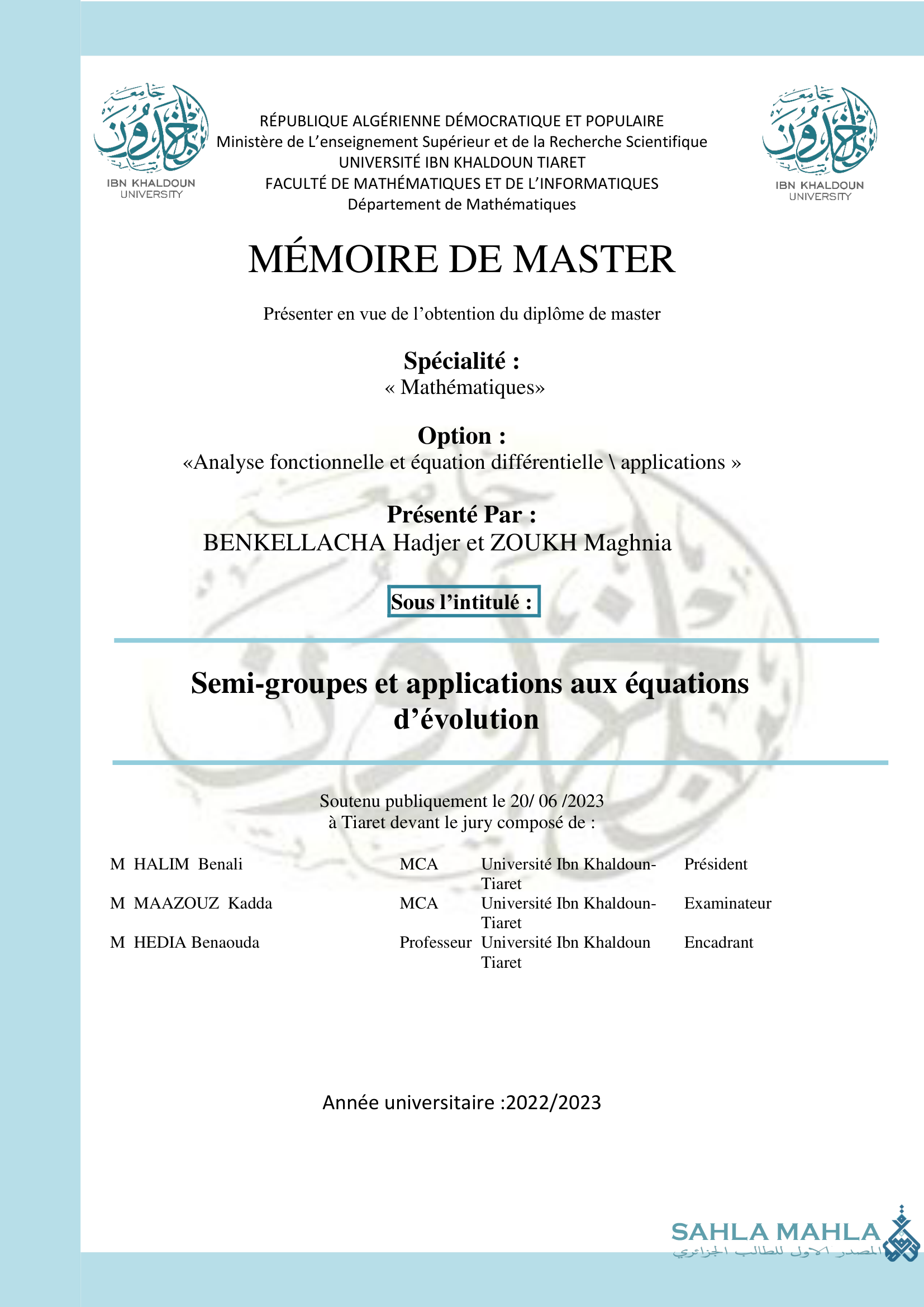 Semi-groupes et applications aux équations d'évolution