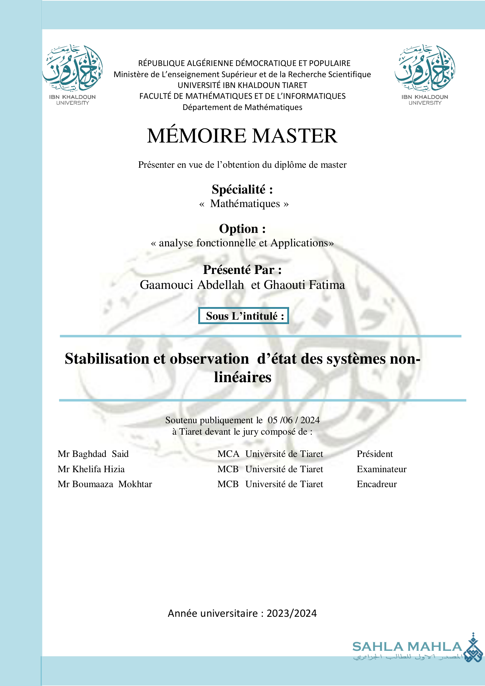 Stabilisation et observation d'état des systèmes non-linéaires