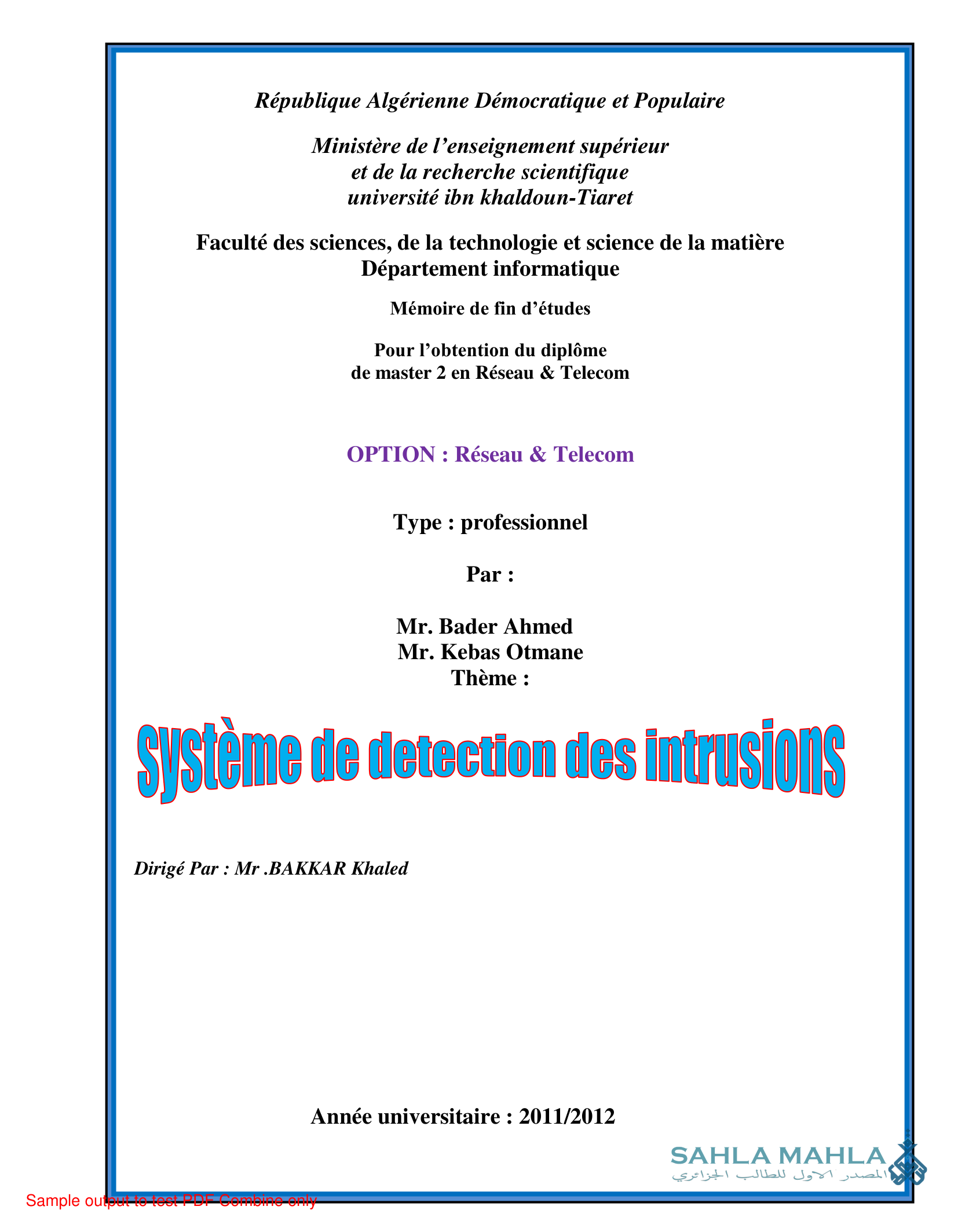 Système de detection des intrusions