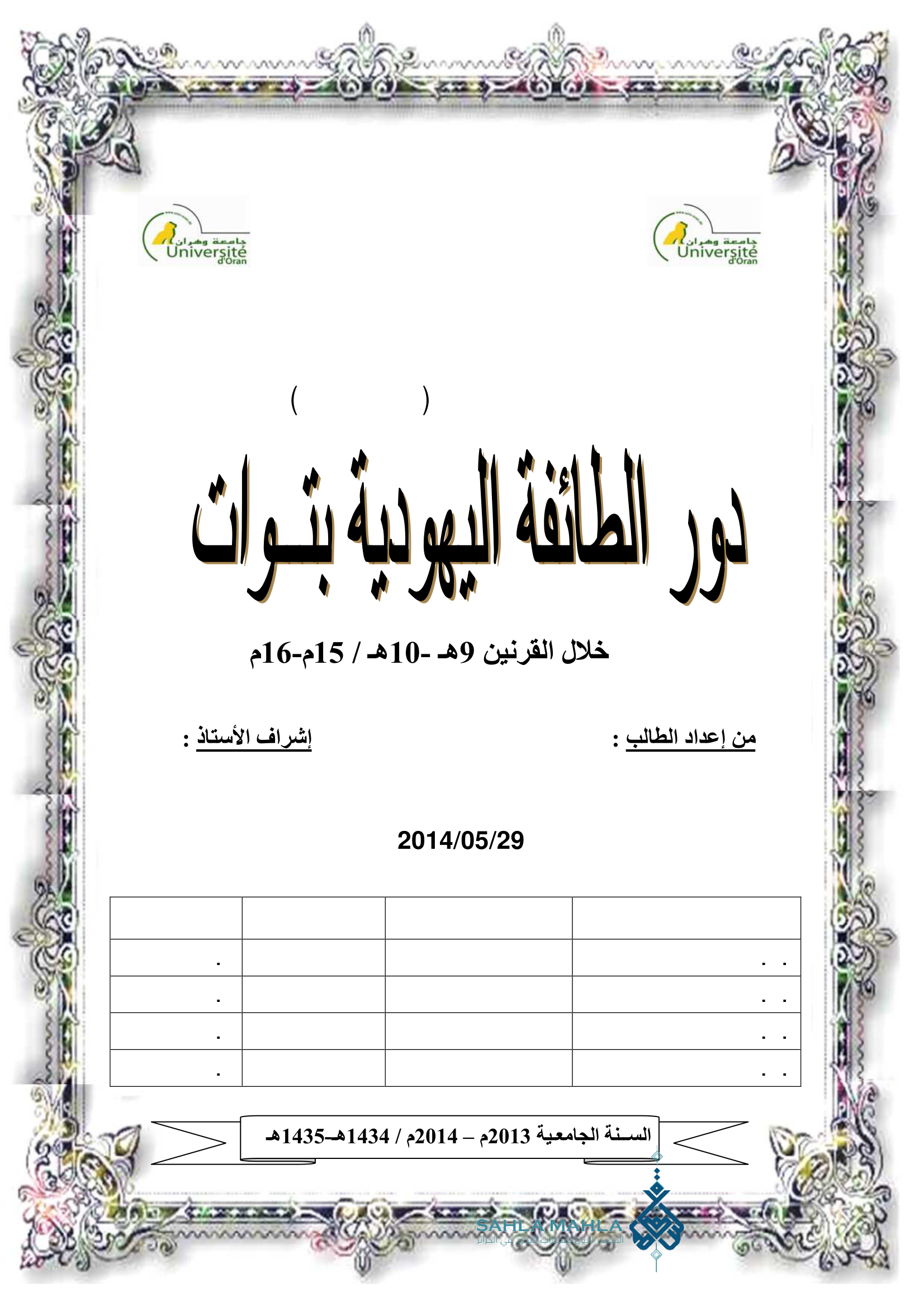 دور الطائفة اليهودية بتوات خلال القرنين 9هـ - 10هـ / 15م-16م