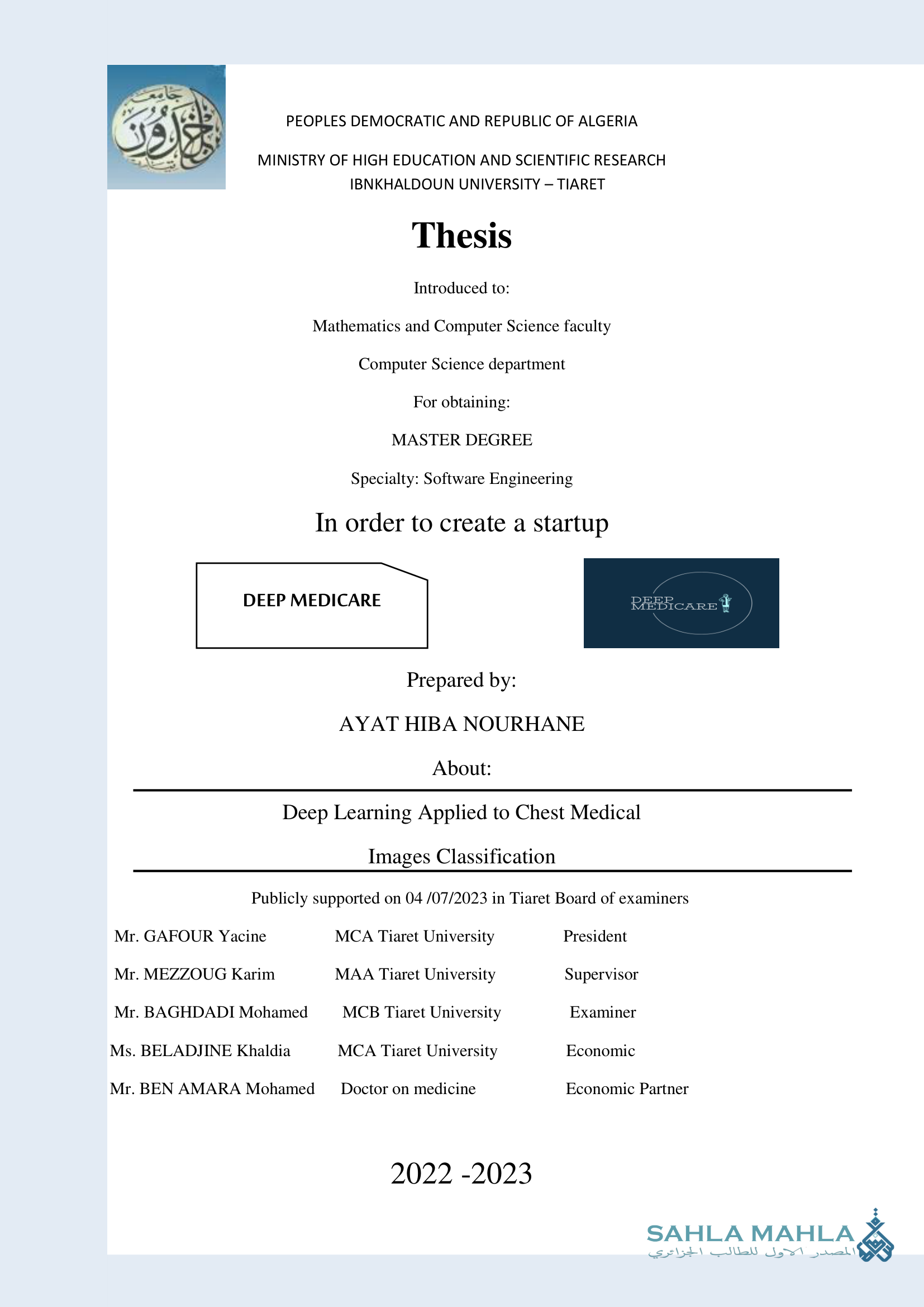 Deep Learning Applied to Chest Medical Images Classification