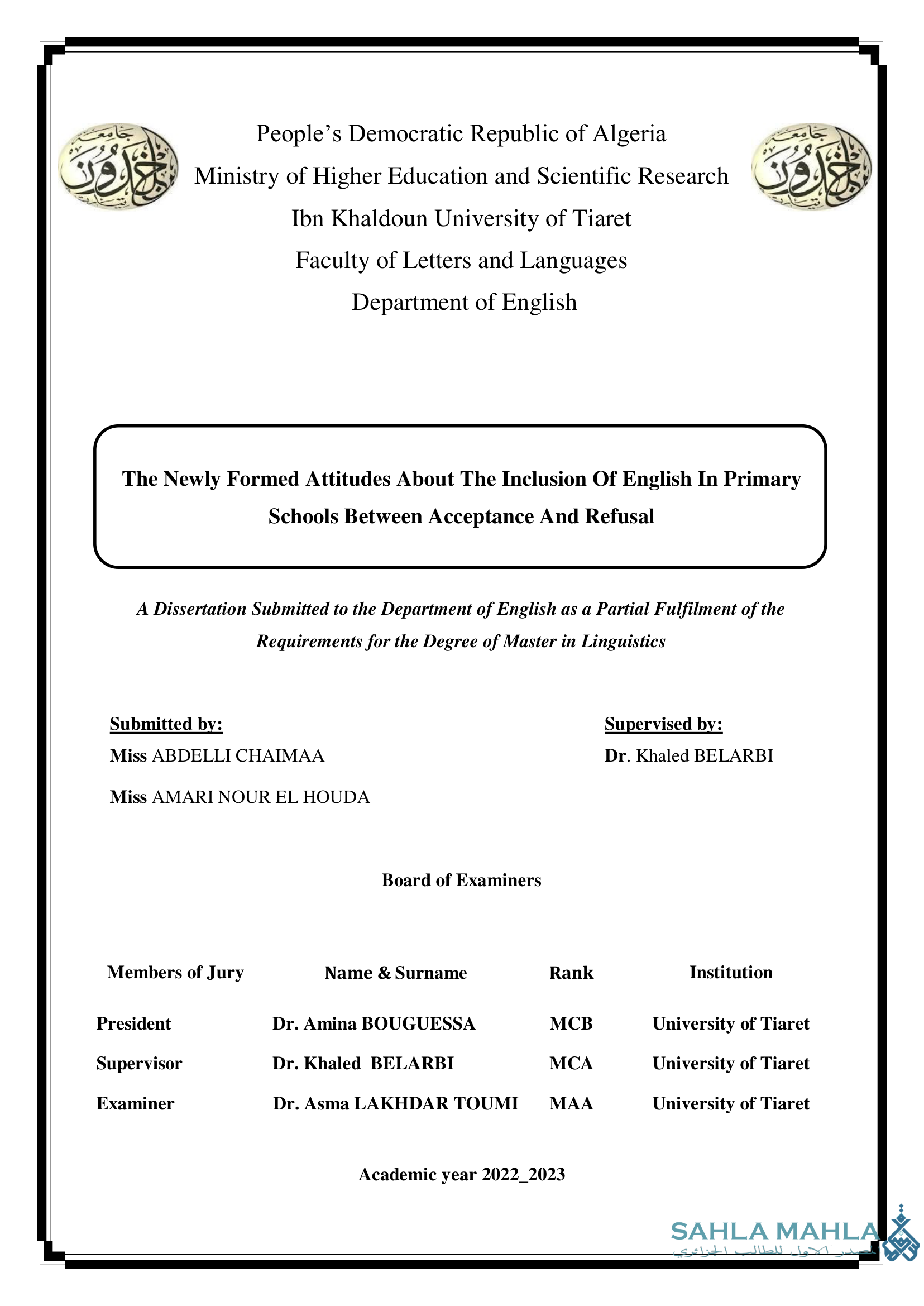 The Newly Formed Attitudes About The Inclusion Of English In Primary Schools Between Acceptance And Refusal