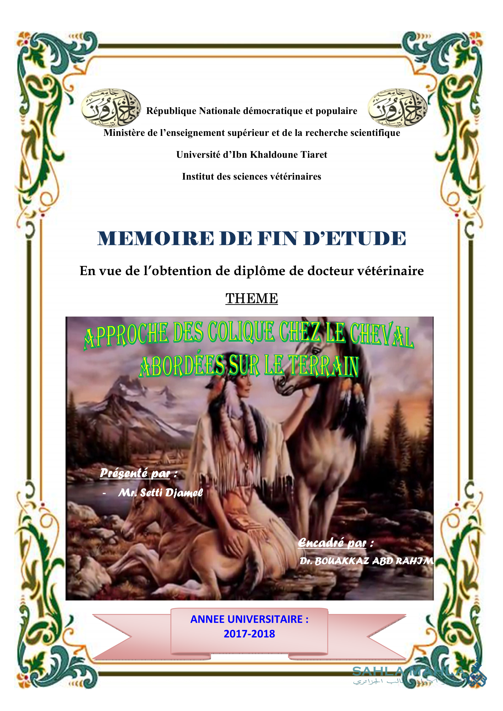 APPROCHE DES COLIQUE CHEZ LE CHEVAL ABORDEES SUR LE TERRAIN