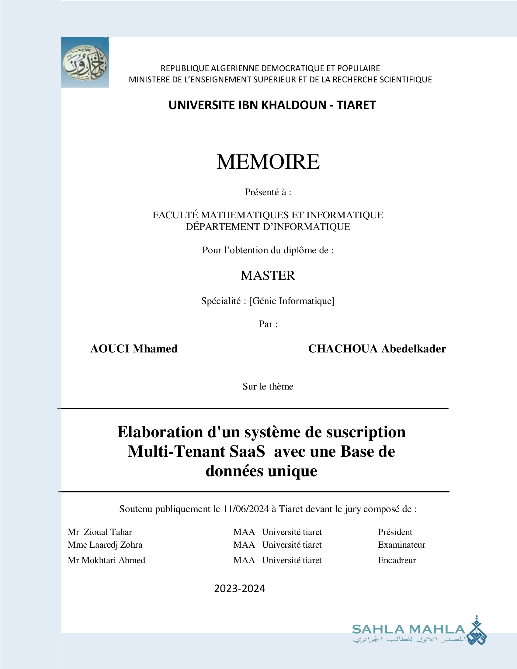 Elaboration d'un système de suscription Multi-Tenant SaaS avec une Base de données unique