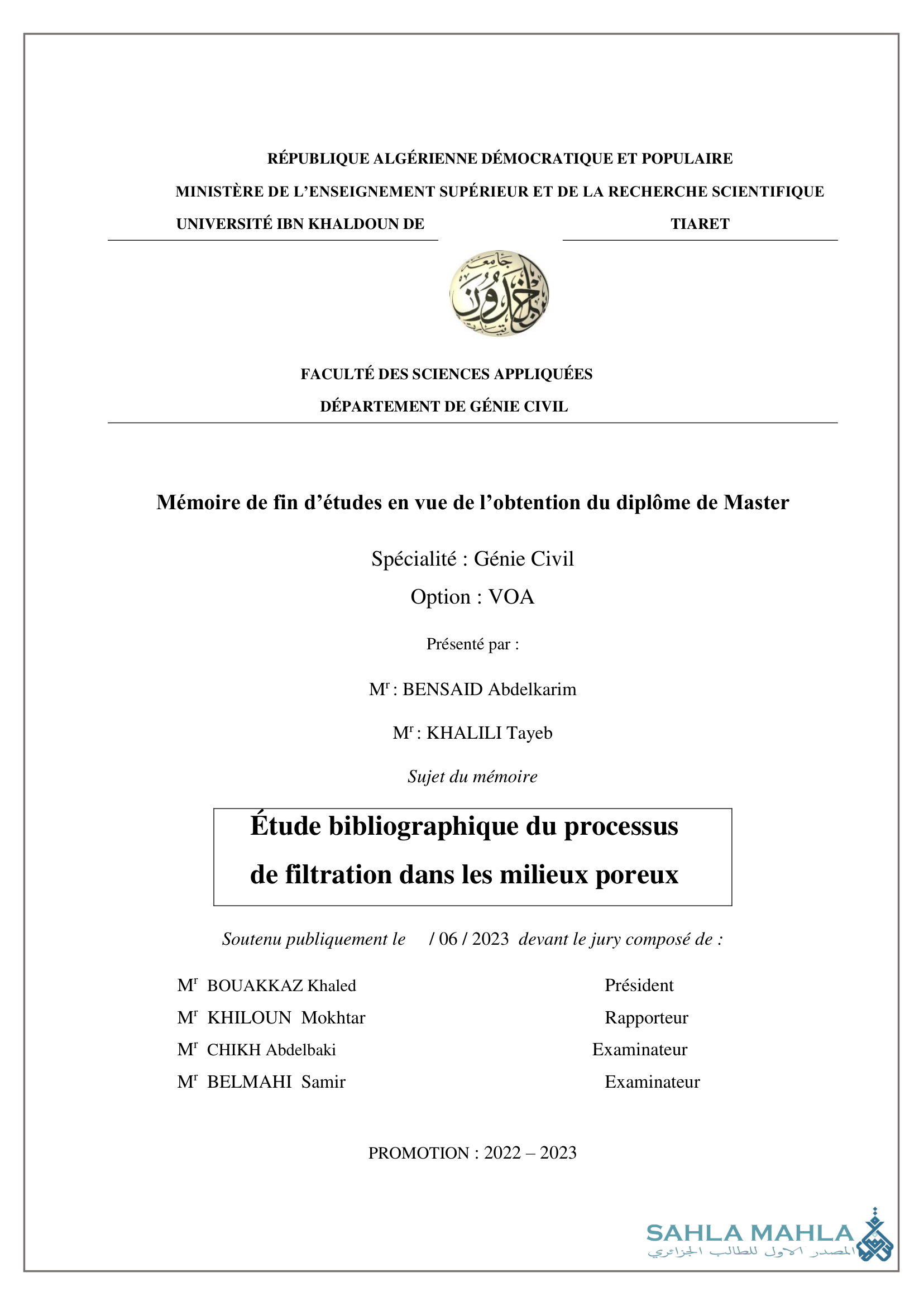 Étude bibliographique du processus de filtration dans les milieux poreux