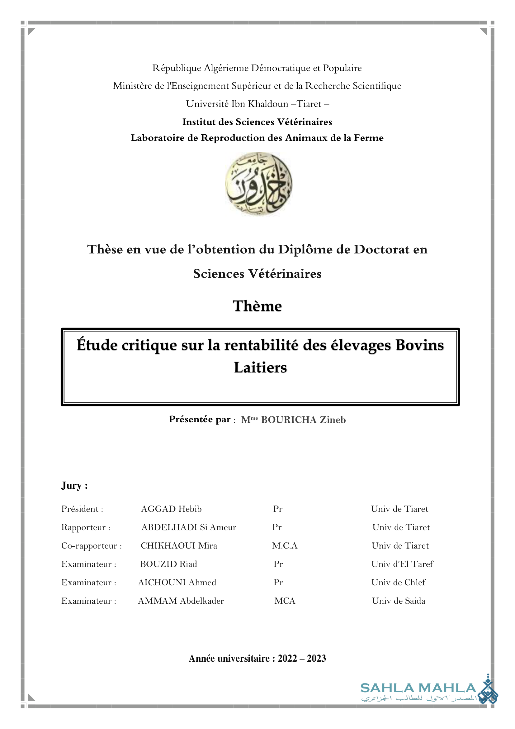 Étude critique sur la rentabilité des élevages Bovins Laitiers