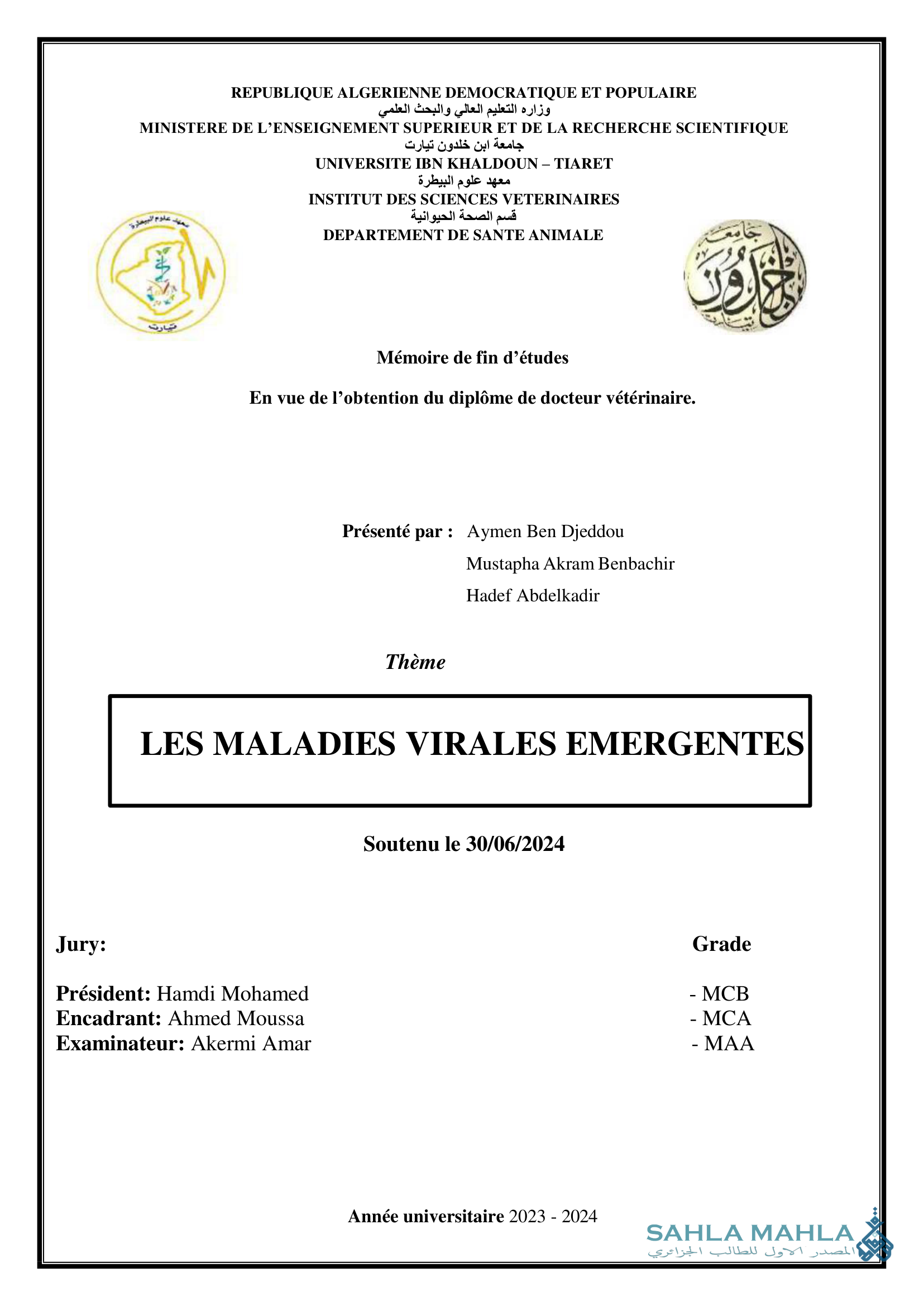 LES MALADIES VIRALES EMERGENTES
