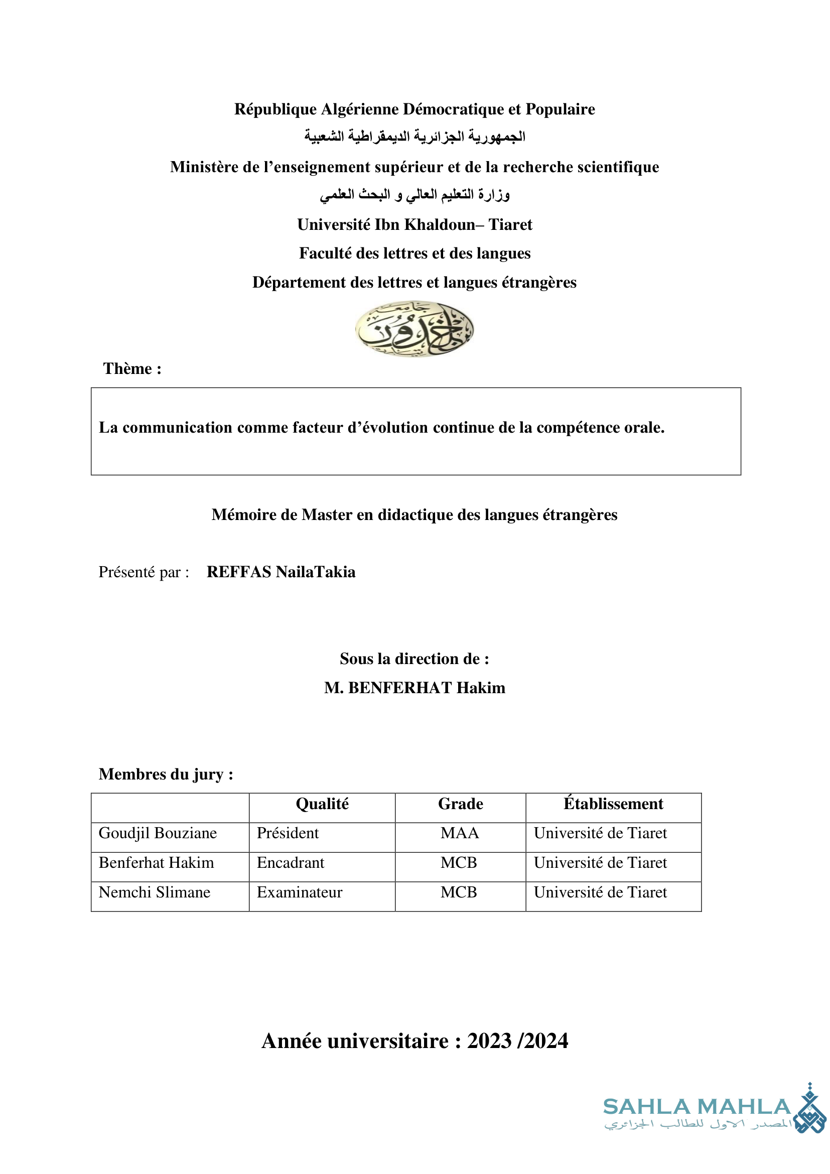 La communication comme facteur d'évolution continue de la compétence orale.