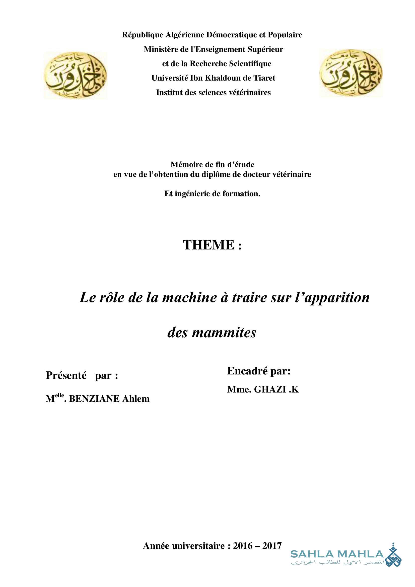 Le rôle de la machine à traire sur l'apparition des mammites