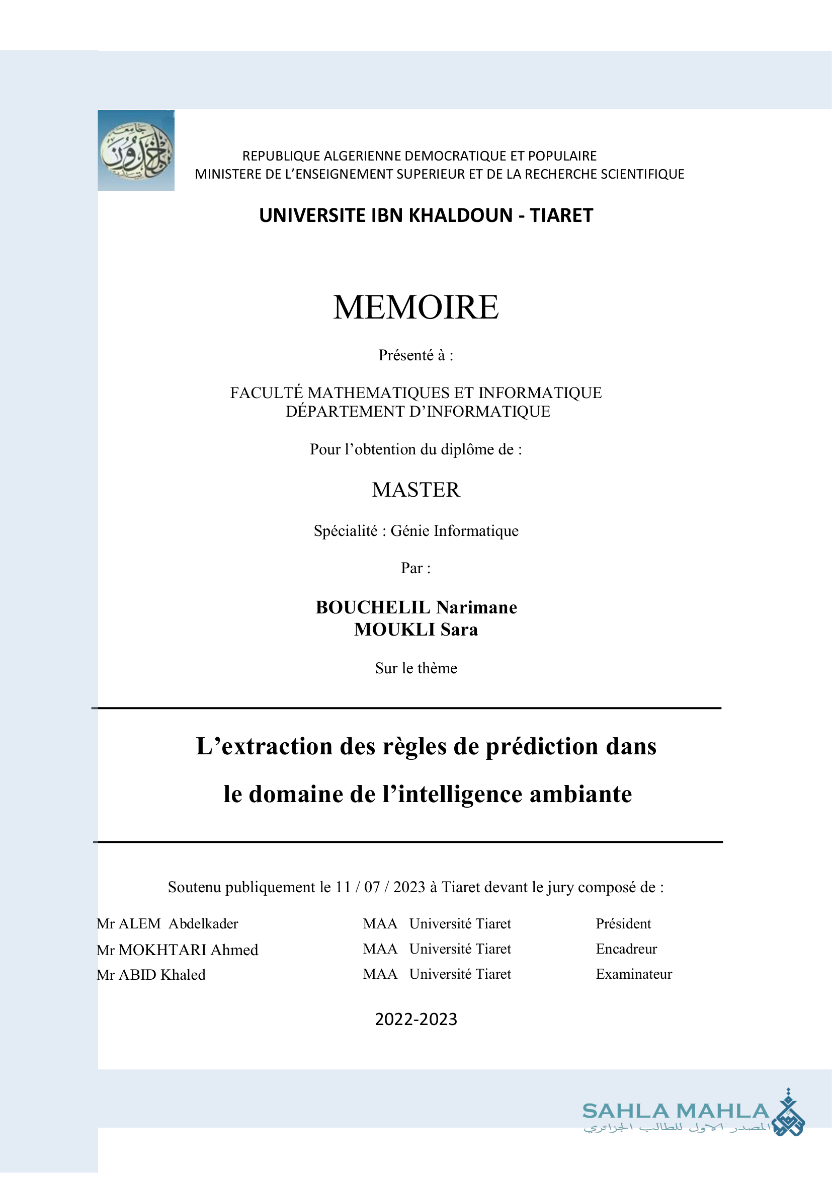 L'extraction des règles de prédiction dans le domaine de l'intelligence ambiante