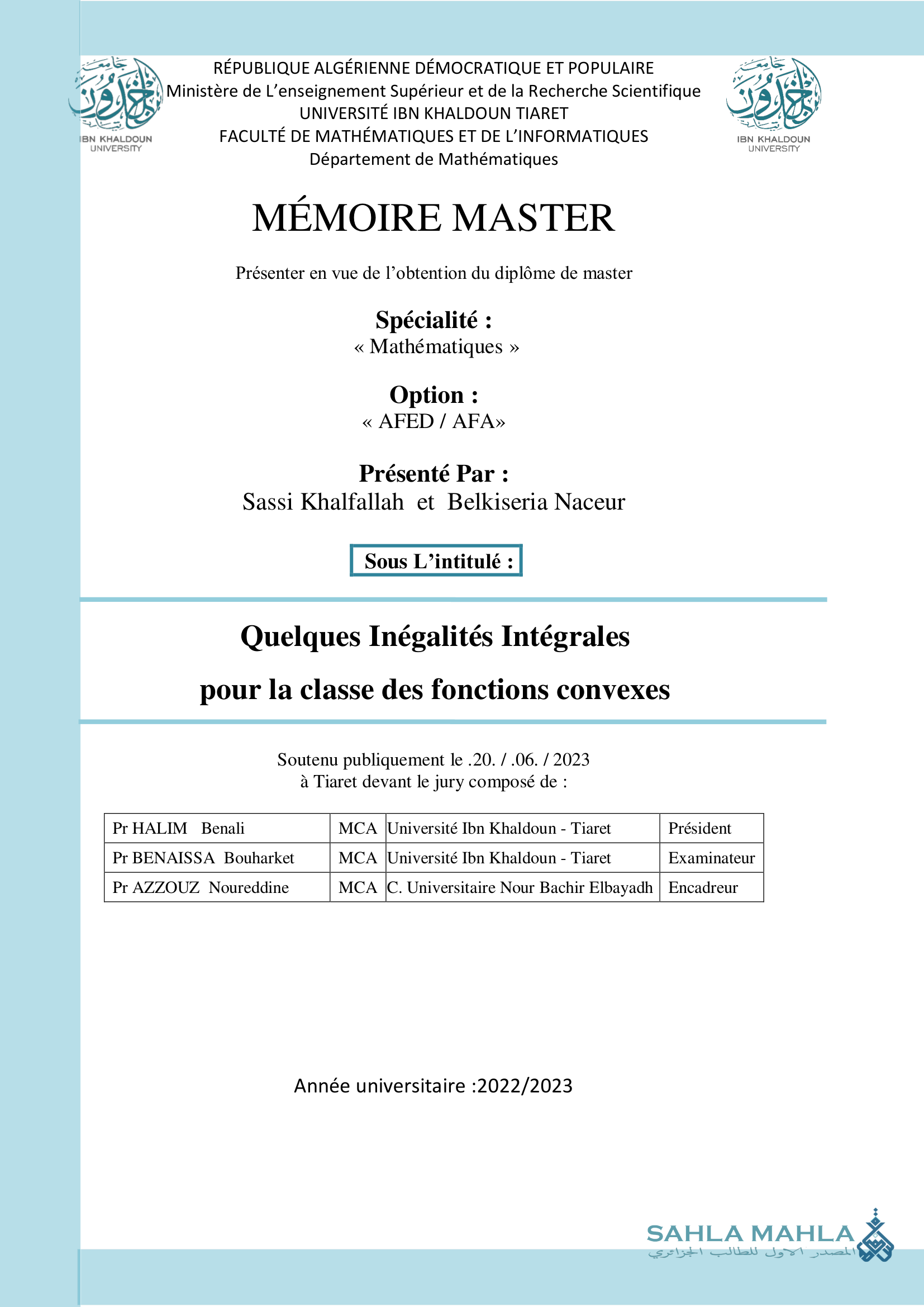 Quelques Inégalités Intégrales pour la classe des fonctions convexes