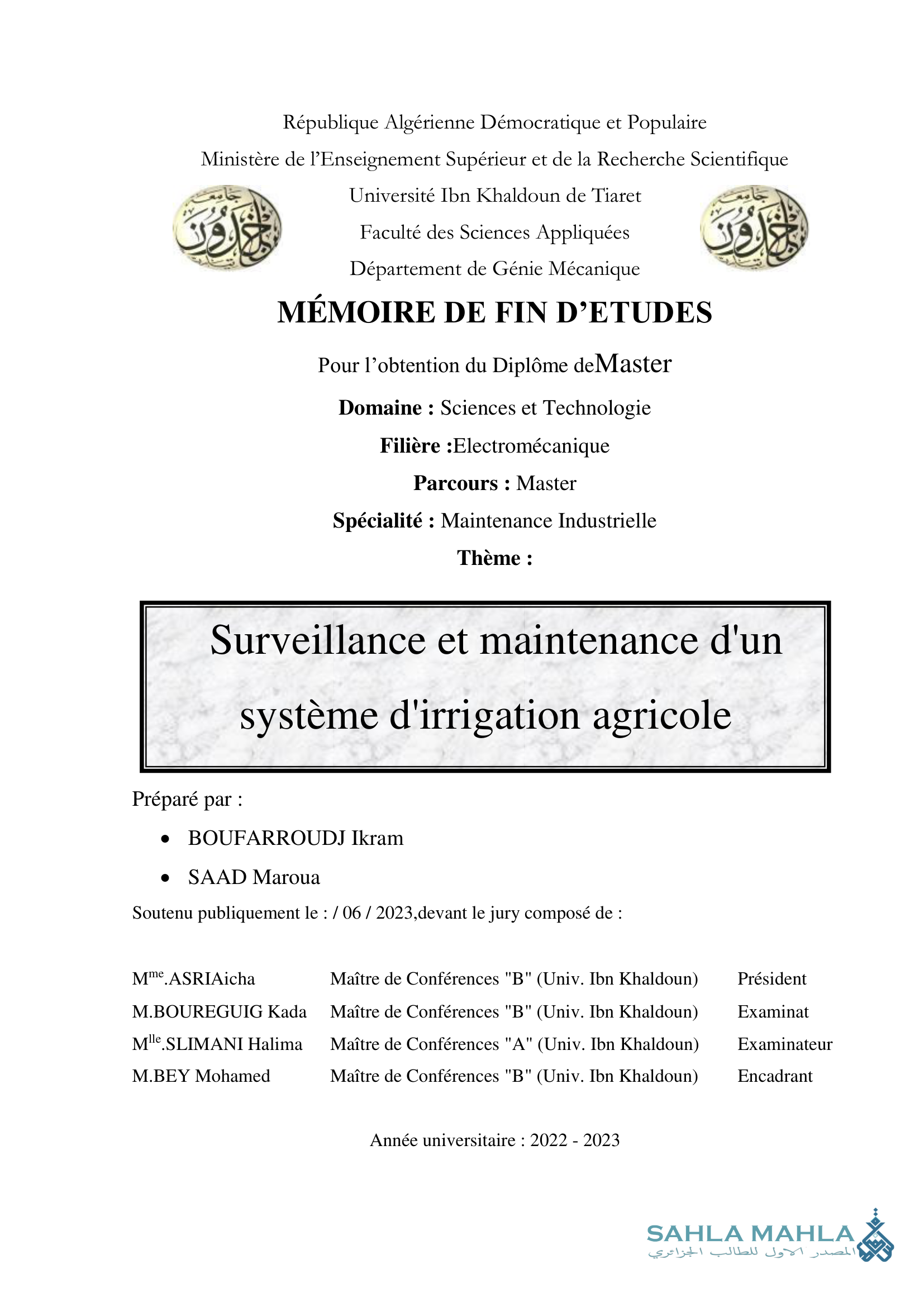 Surveillance et maintenance d'un système d'irrigation agricole