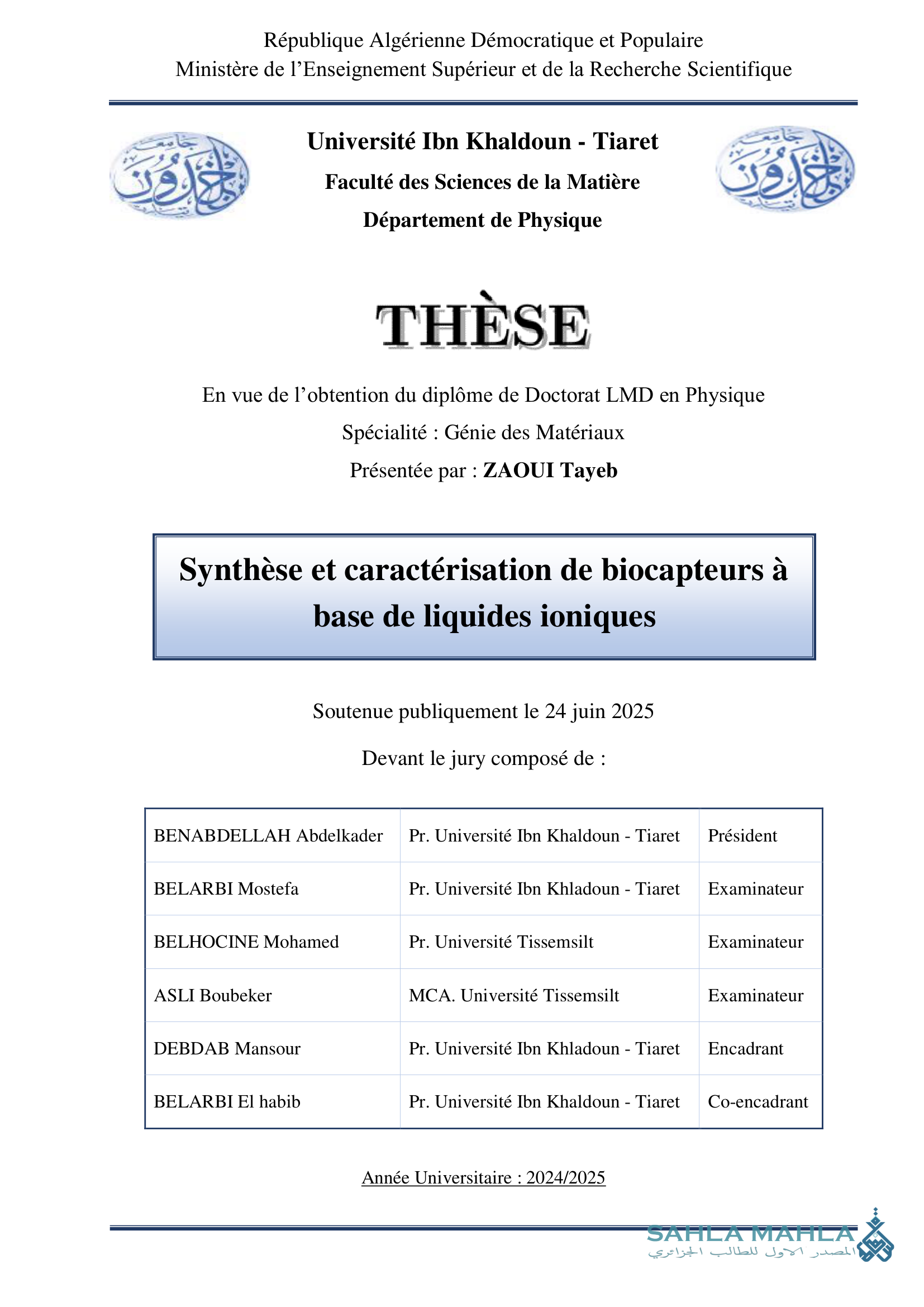 Synthèse et caractérisation de biocapteurs à base de liquides ioniques