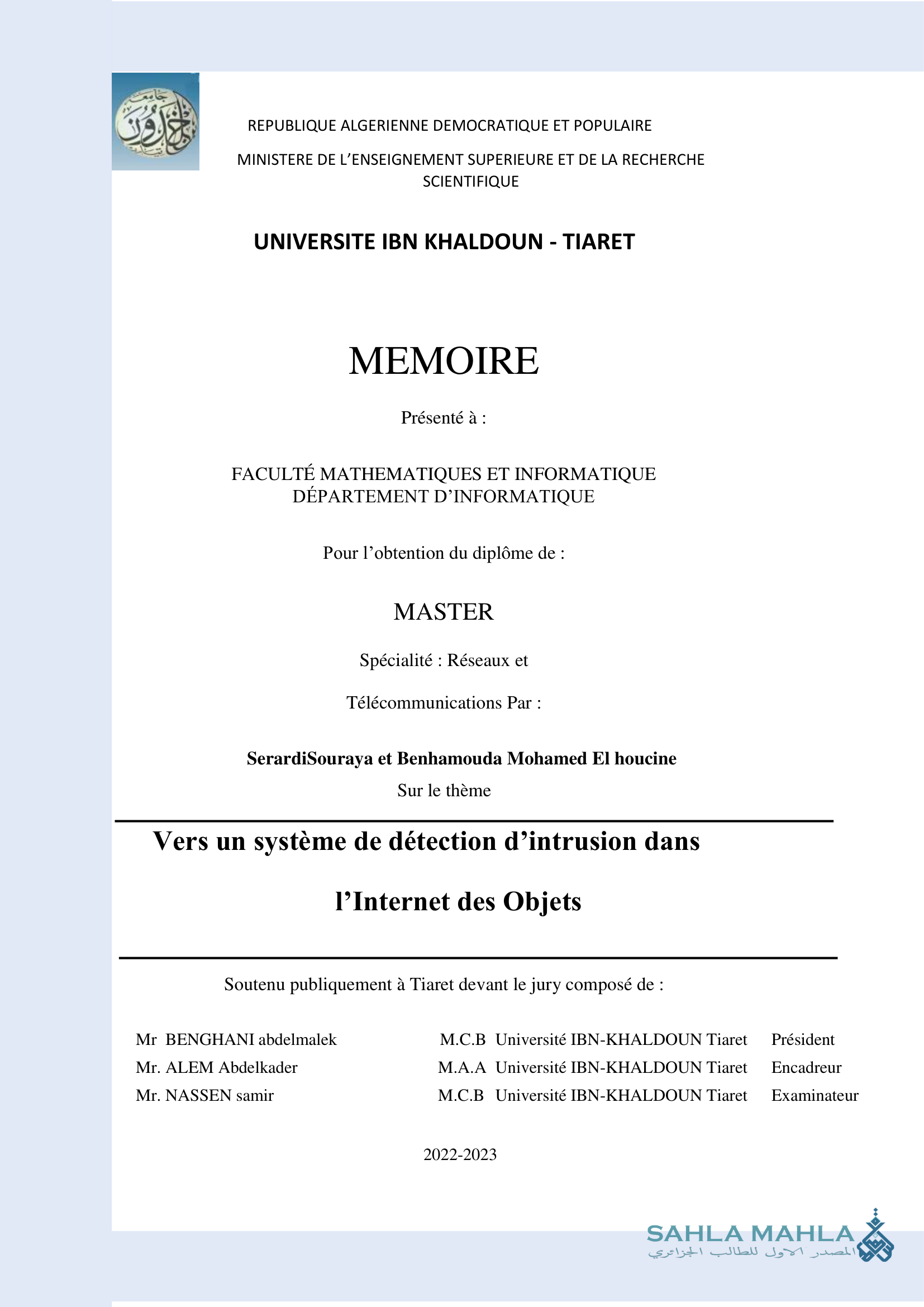 Vers un système de détection d'intrusion dans l'Internet des Objets