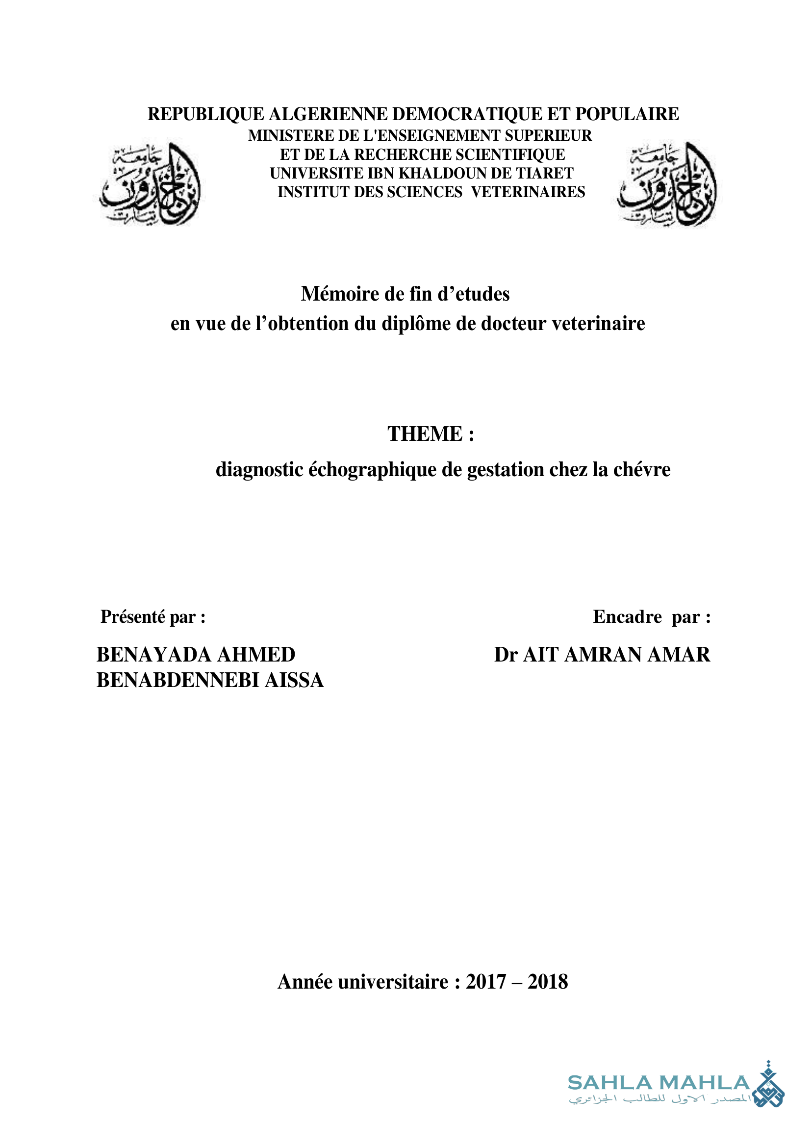 diagnostic échographique de gestation chez la chèvre