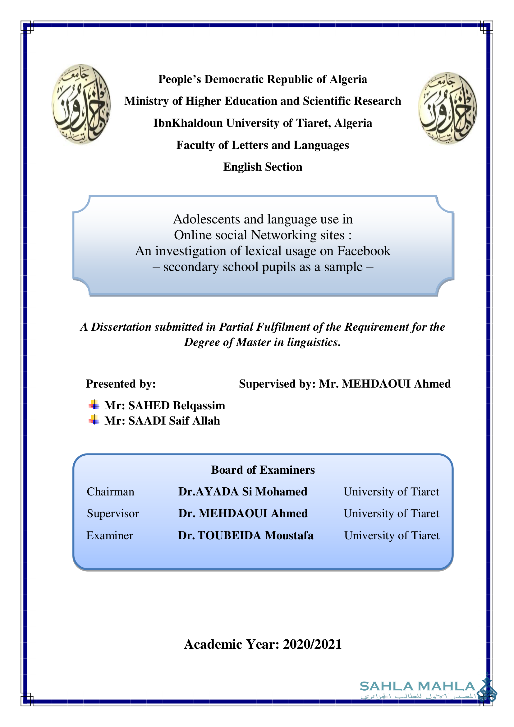Adolescents and language use in Online social Networking sites : An investigation of lexical usage on Facebook - secondary school pupils as a sample