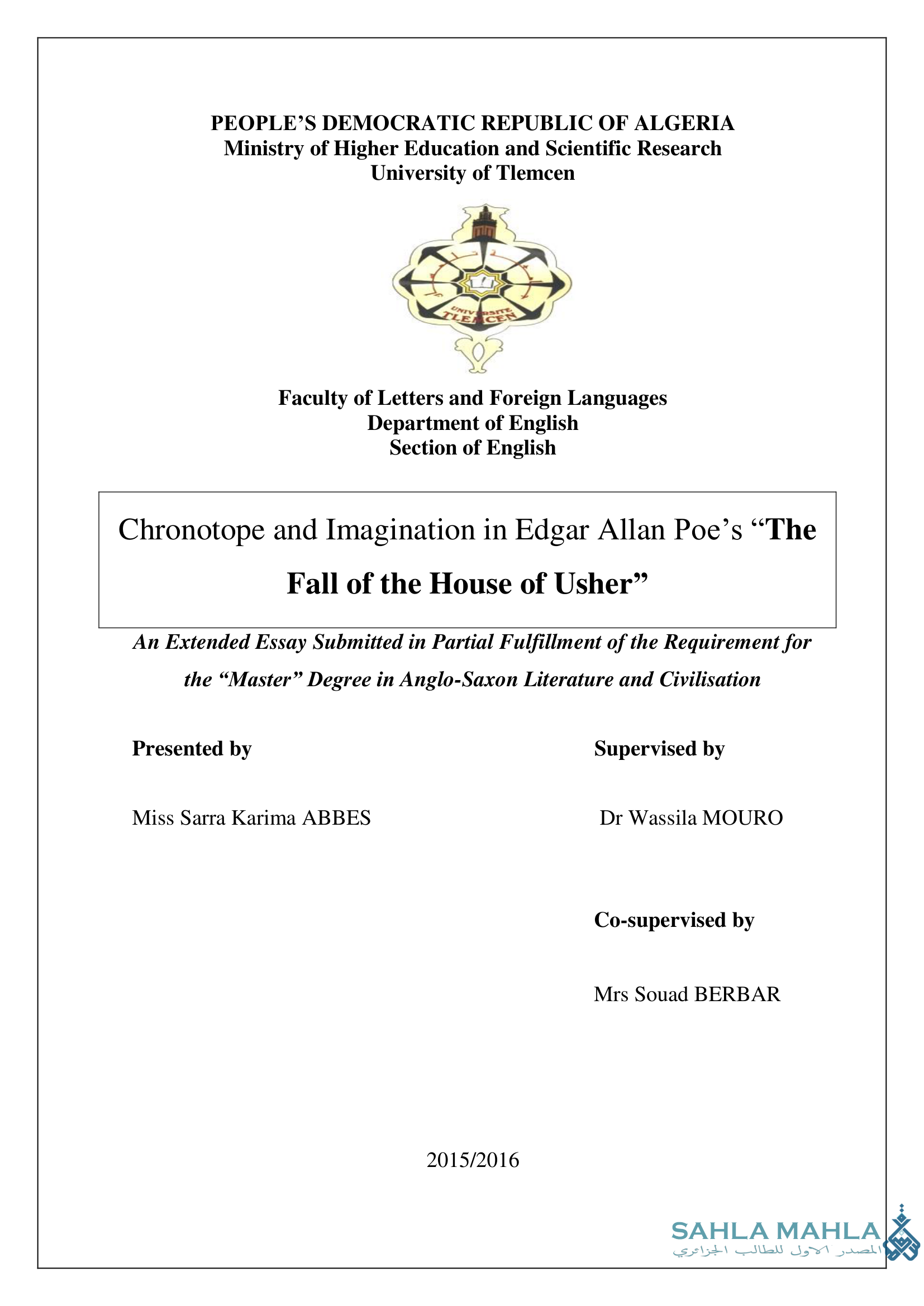 Chronotope and Imagination in Edgar Allan Poe's 