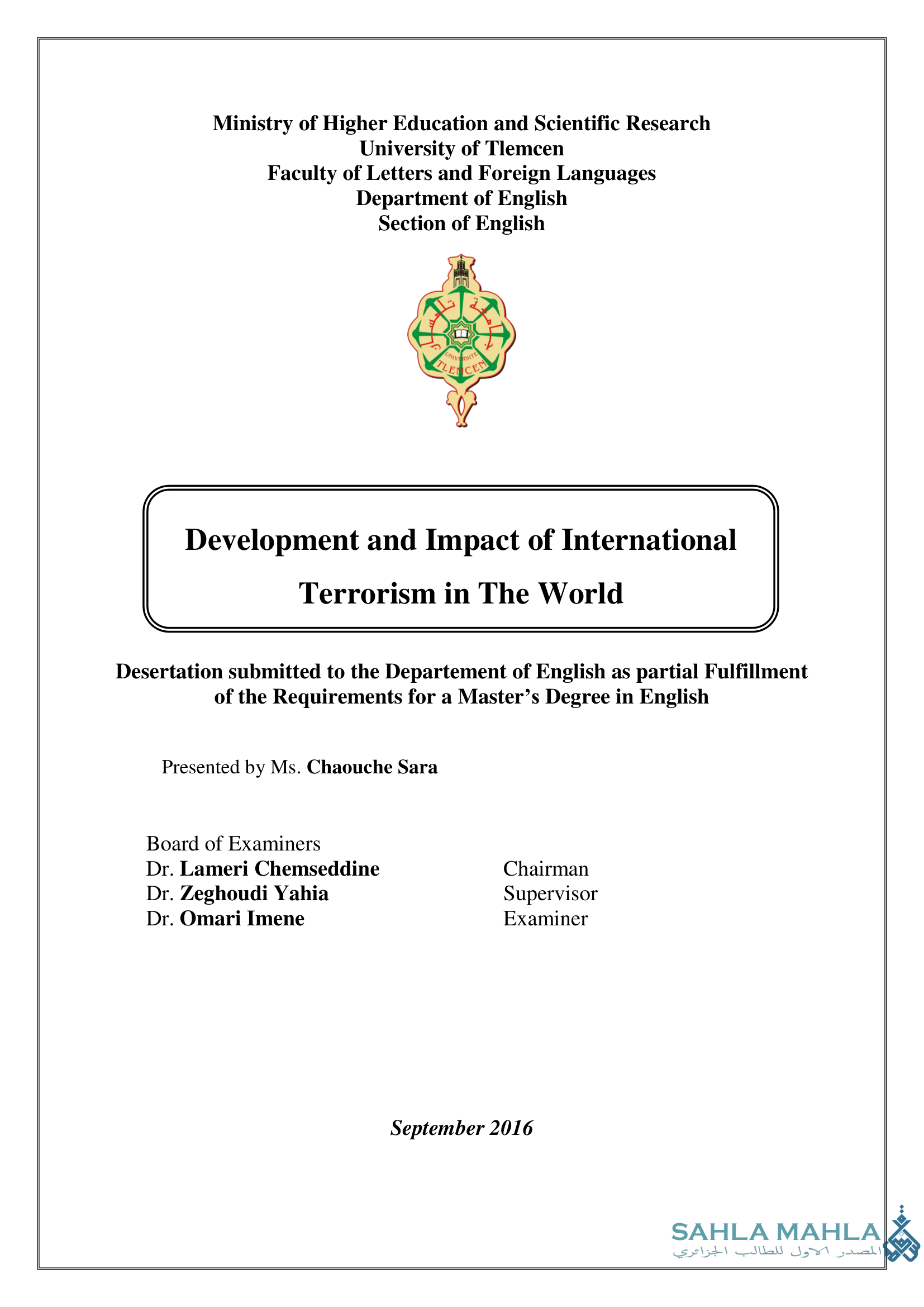 Development and Impact of International Terrorism in The World