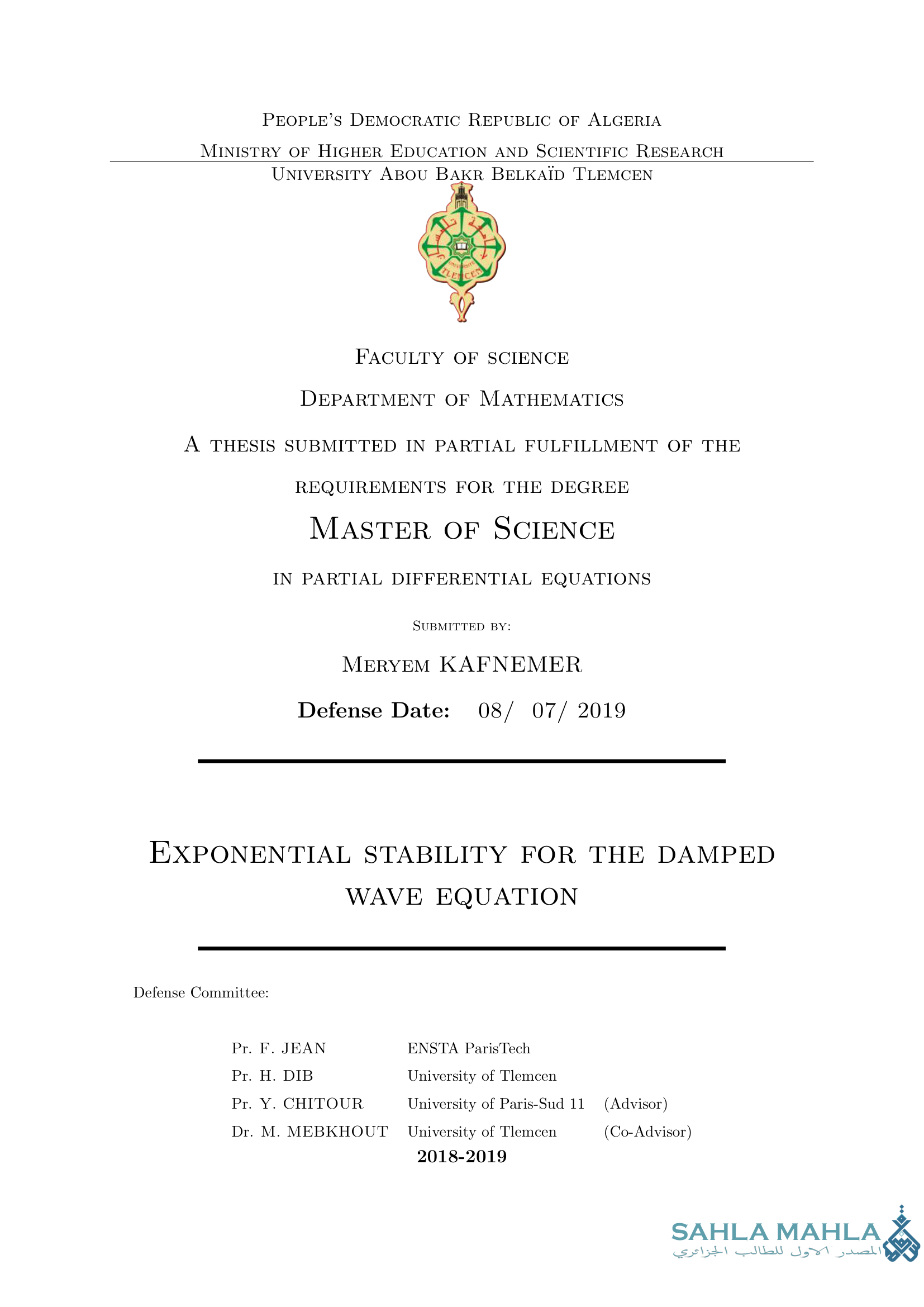 Exponential Stability for the Damped Wave Equation