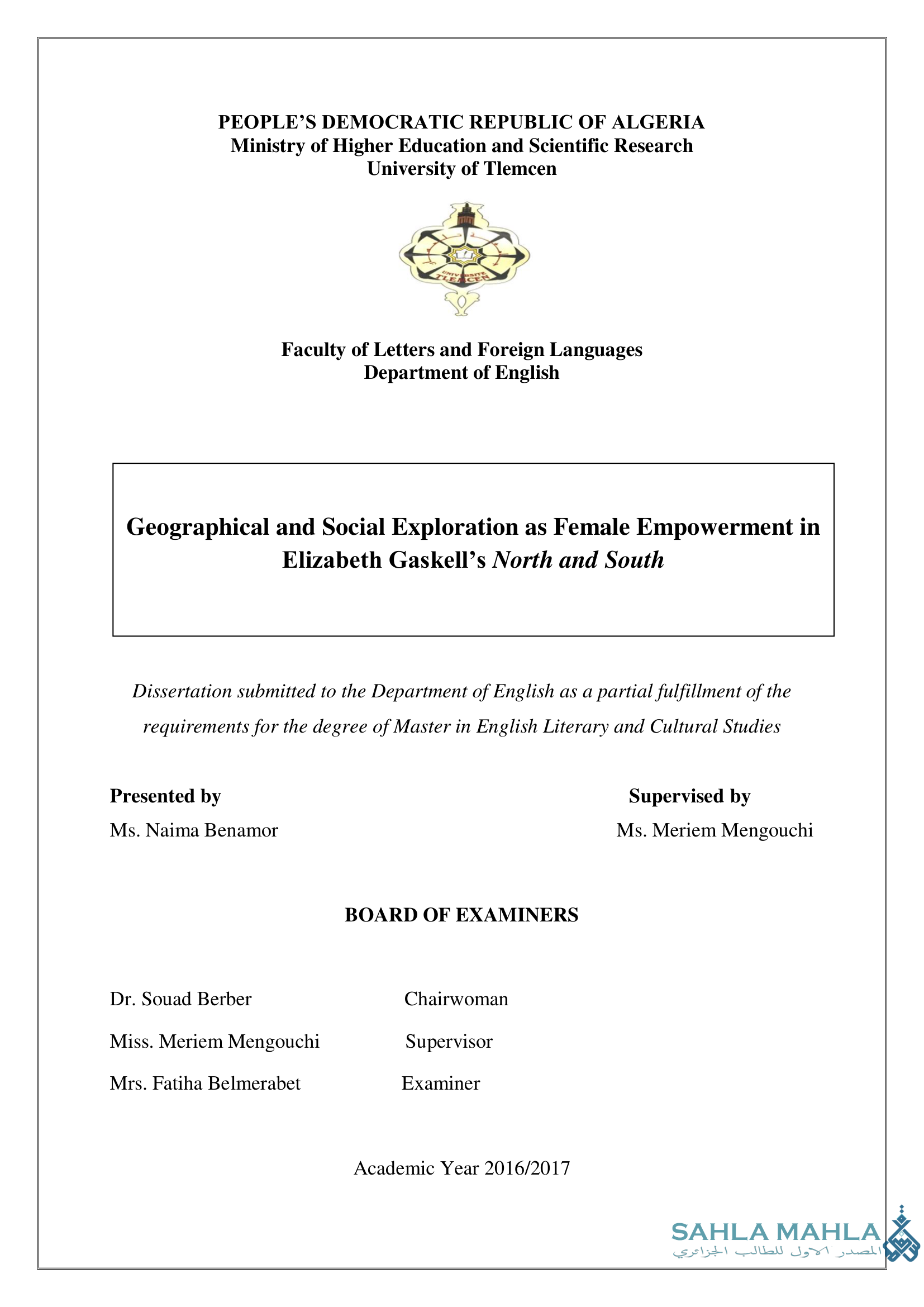 Geographical and Social Exploration as Female Empowerment in Elizabeth Gaskell's North and South