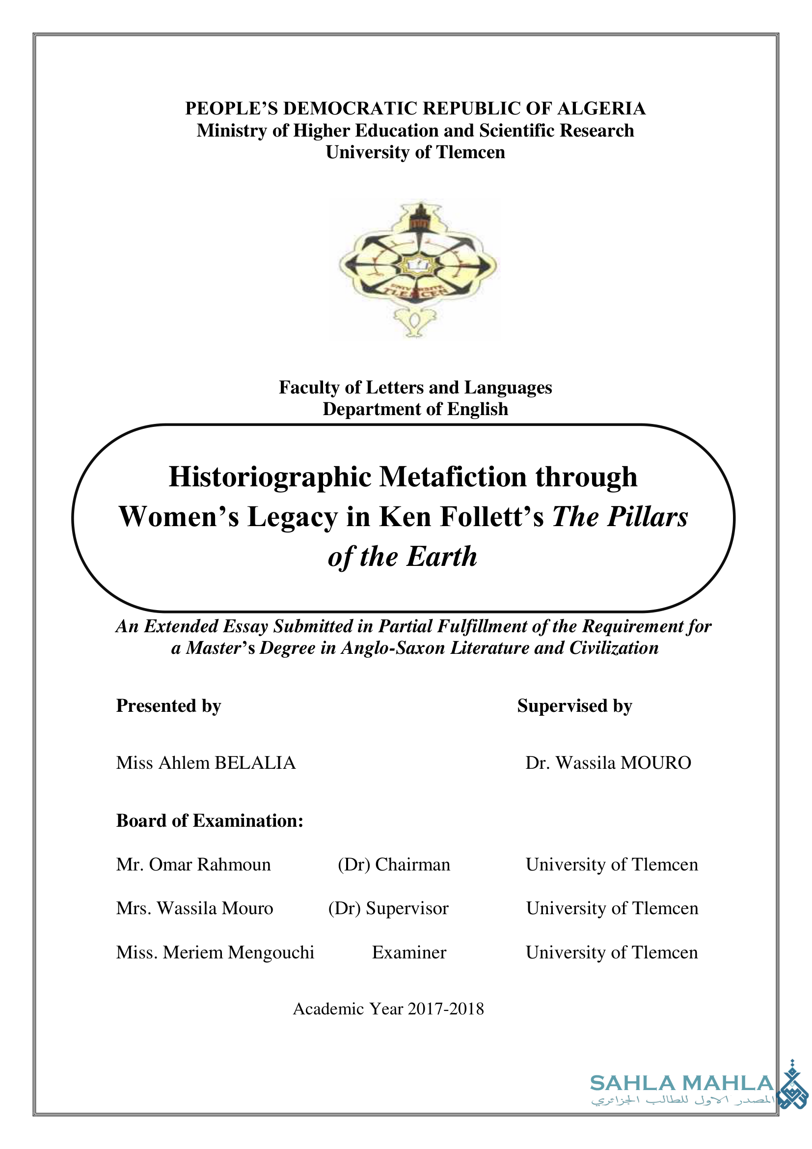 Historiographic Metafiction through Women's Legacy in Ken Follett's The Pillars of the Earth