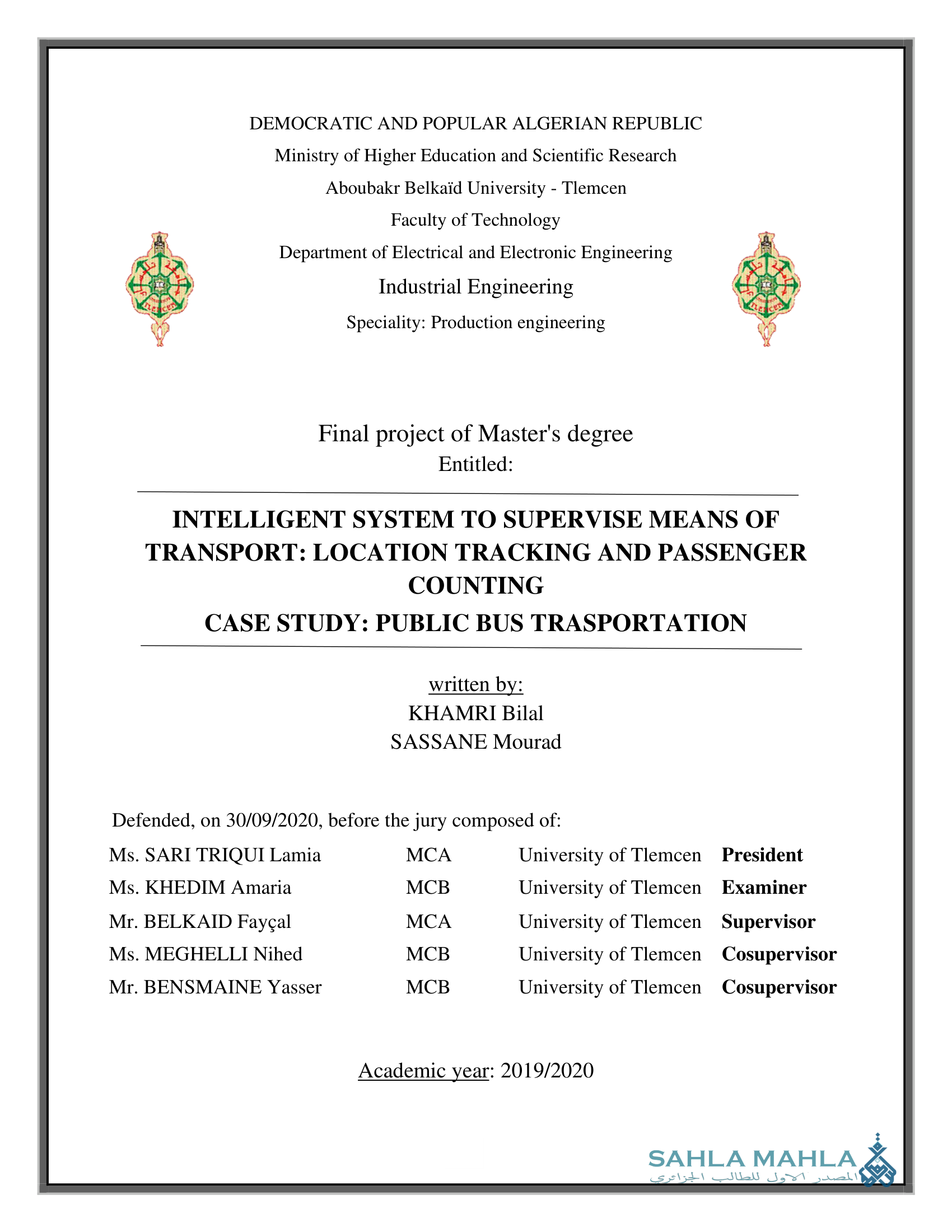 INTELLIGENT SYSTEM TO SUPERVISE MEANS OF TRANSPORT: LOCATION TRACKING AND PASSENGER COUNTING - CASE STUDY: PUBLIC BUS TRASPORTATION