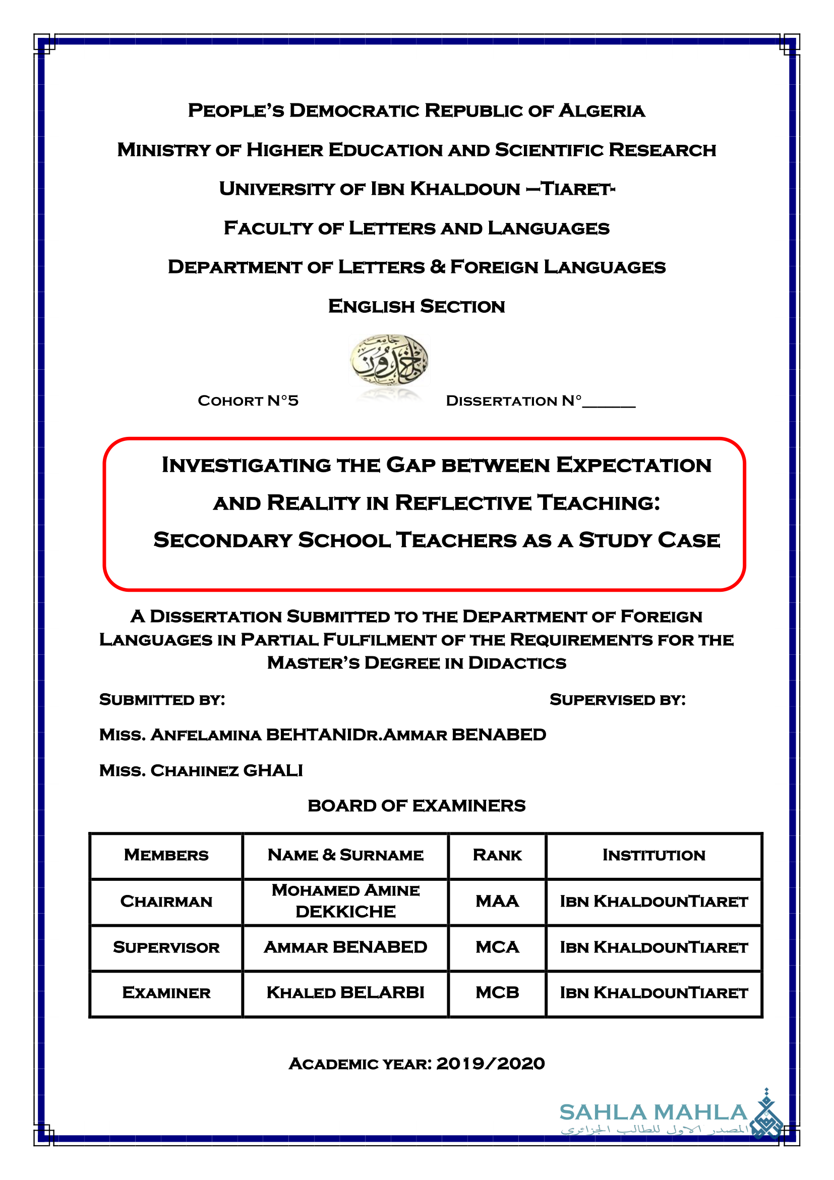 INVESTIGATING THE GAP BETWEEN EXPECTATION AND REALITY IN REFLECTIVE TEACHING: SECONDARY SCHOOL TEACHERS AS A STUDY CASE