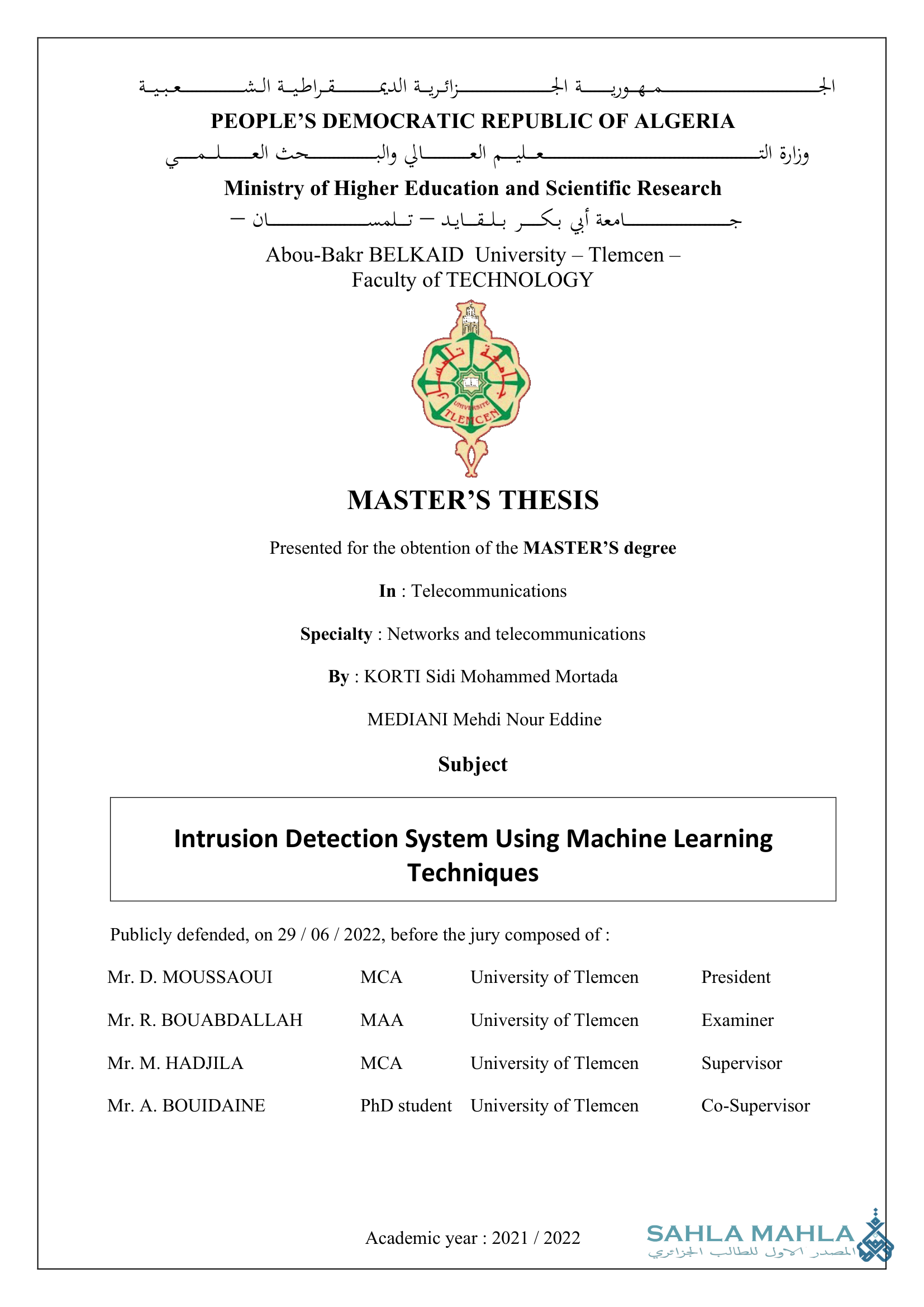 Intrusion Detection System Using Machine Learning Techniques