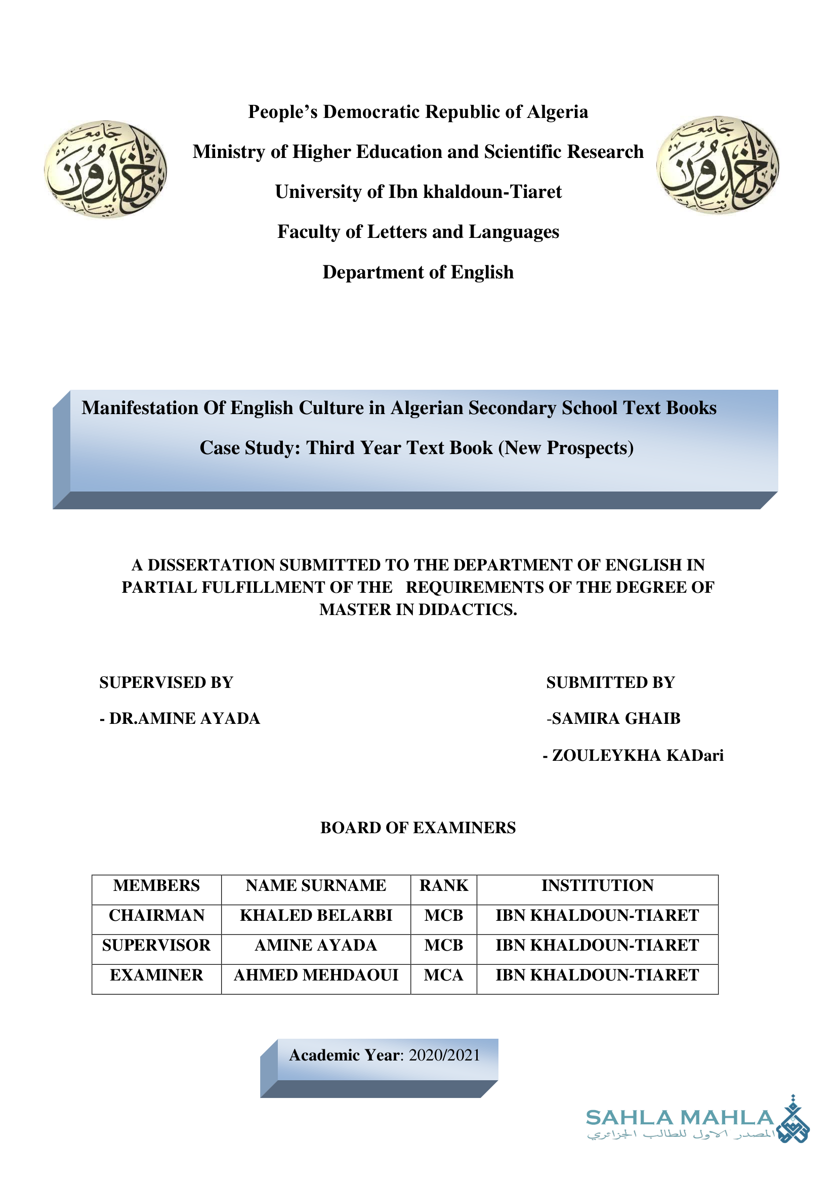 Manifestation Of English Culture in Algerian Secondary School Text Books Case Study: Third Year Text Book (New Prospects)