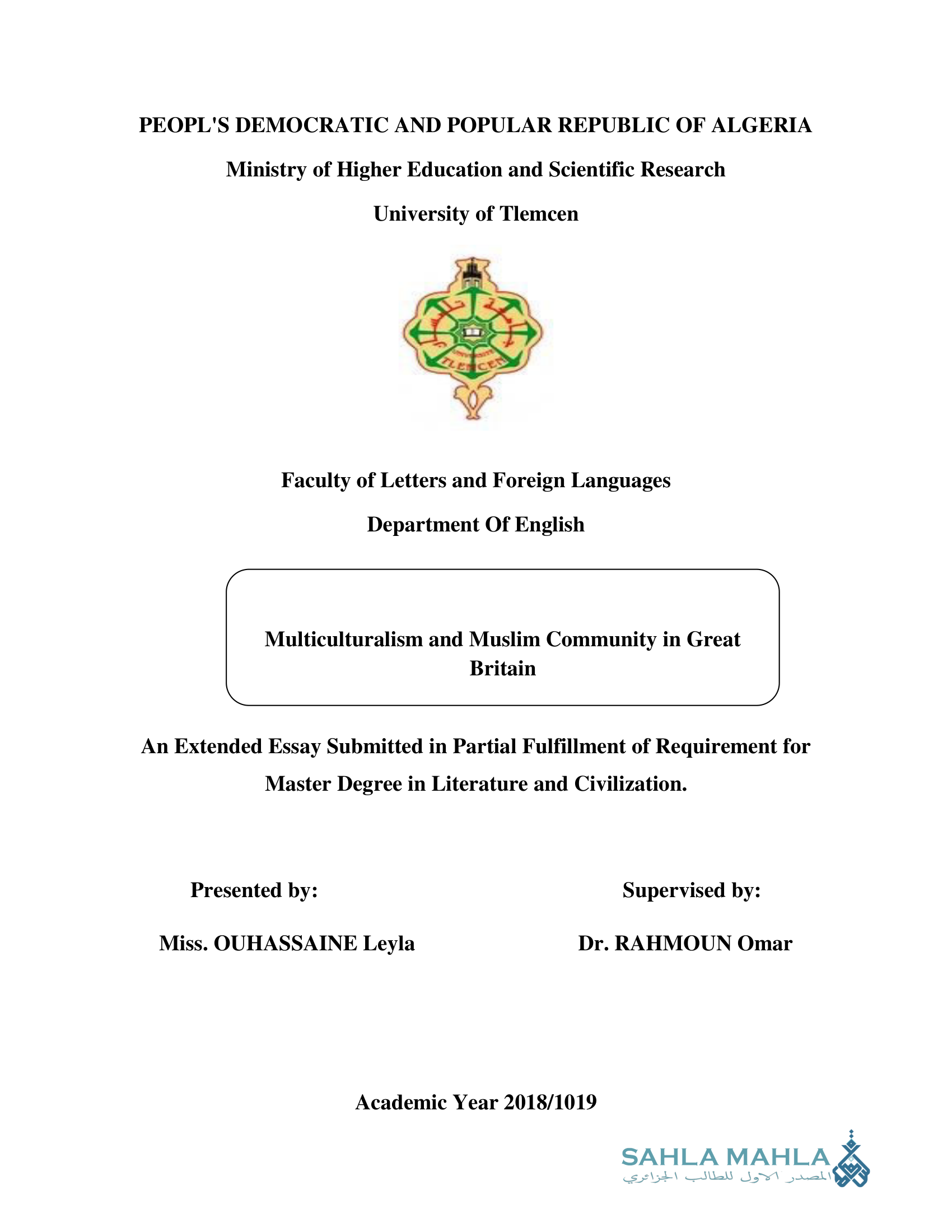 Multiculturalism and Muslim Community in Great Britain