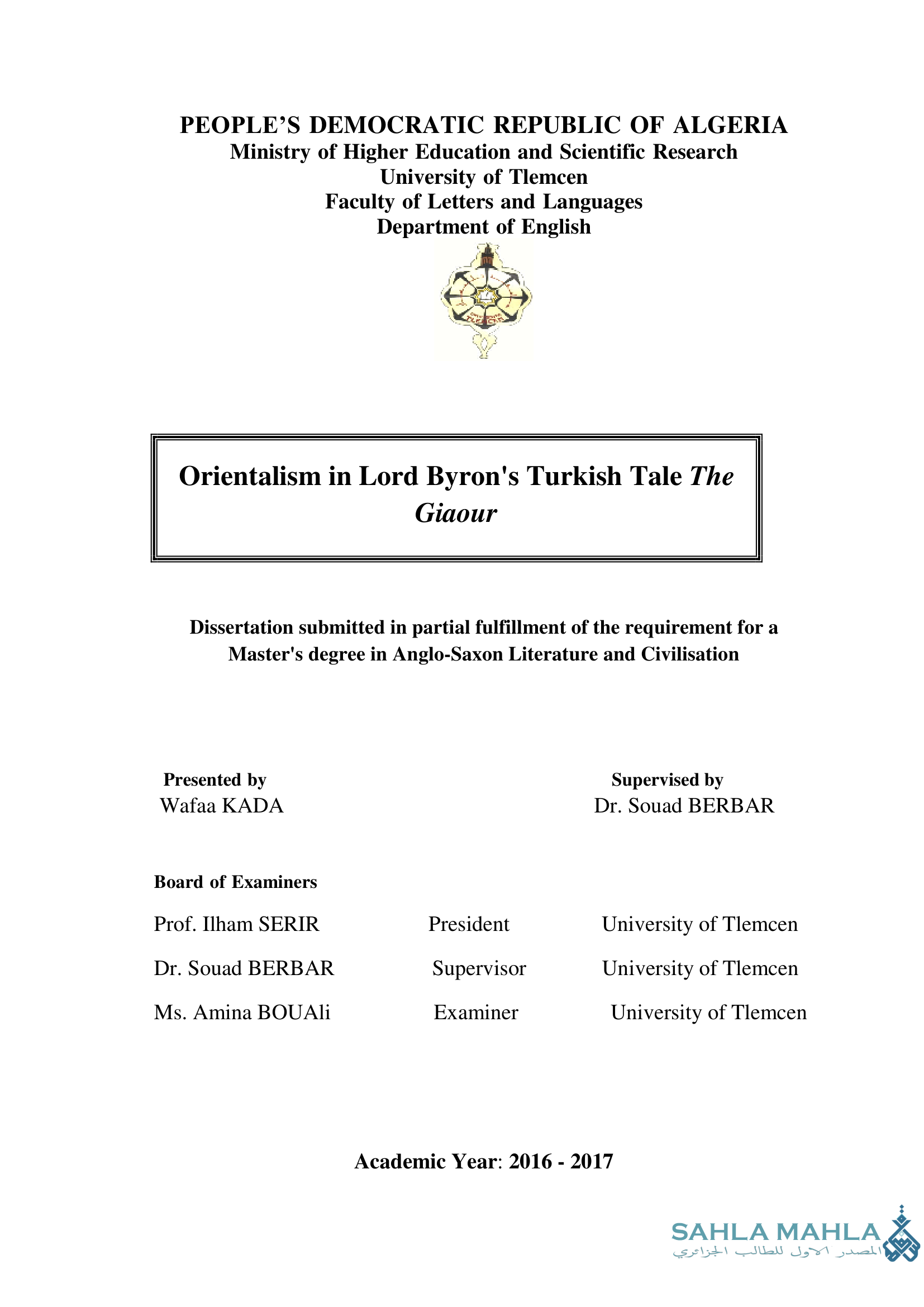 Orientalism in Lord Byron's Turkish Tale The Giaour