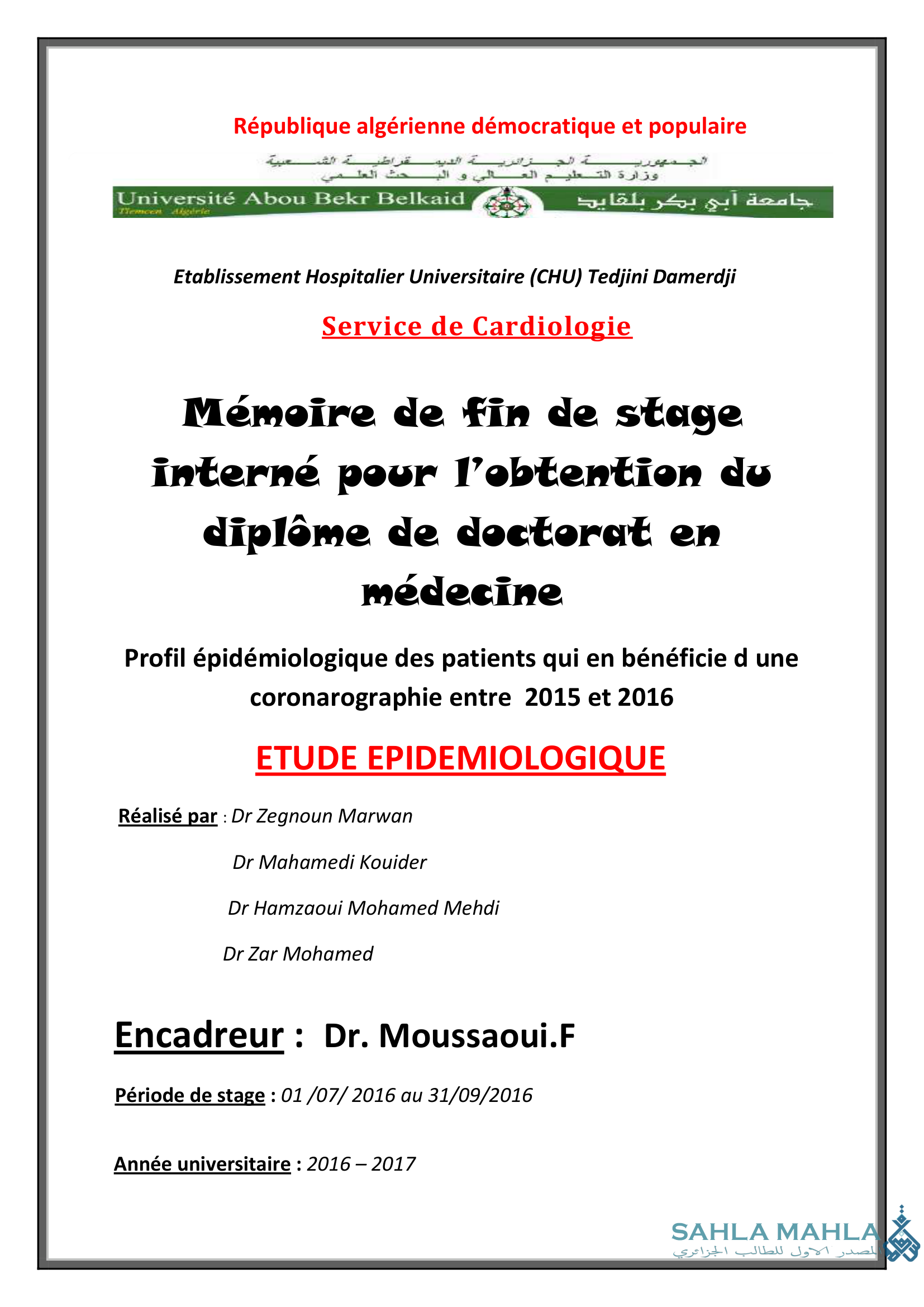 Profil épidémiologique des patients qui en bénéficie d une coronarographie entre 2015 et 2016
