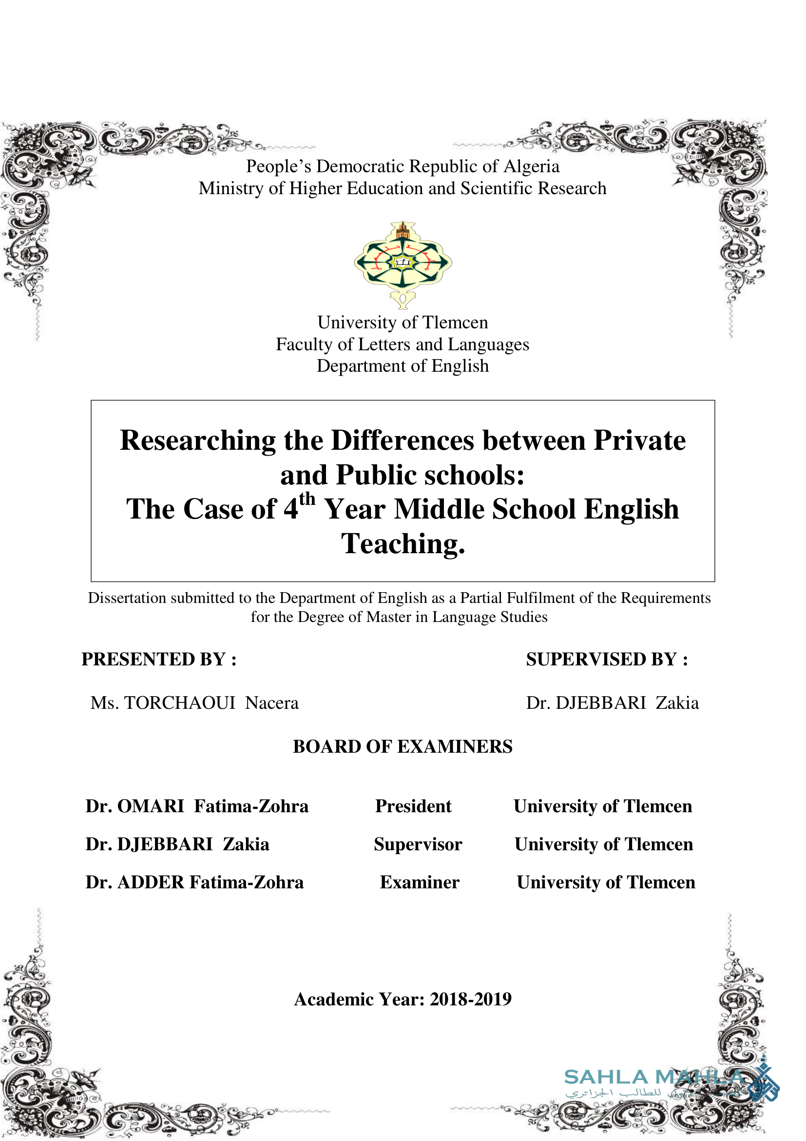 Researching the Differences between Private and Public schools: The Case of 4th Year Middle School English Teaching