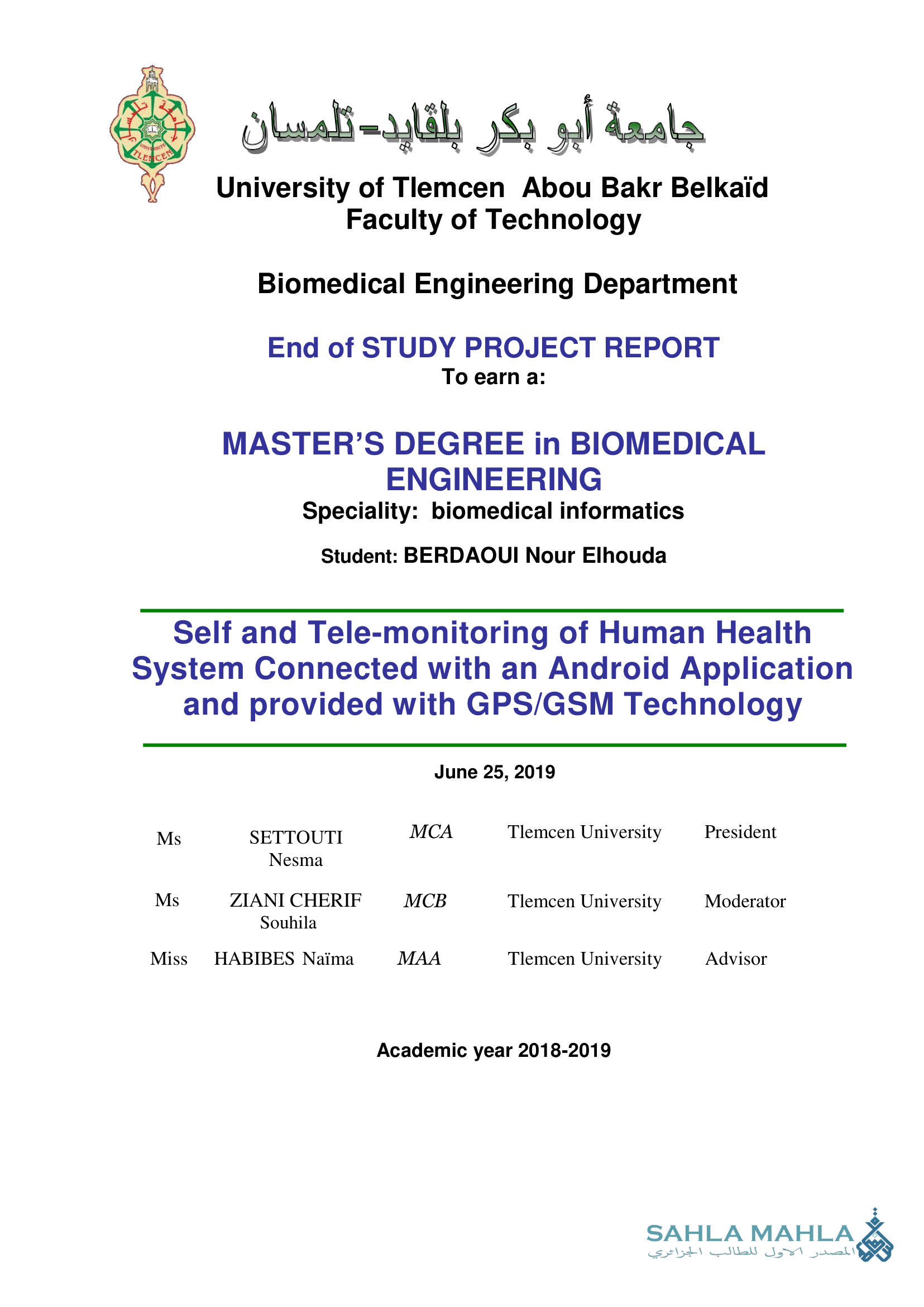 Self and Tele-monitoring of Human Health System Connected with an Android Application and provided with GPS/GSM Technology