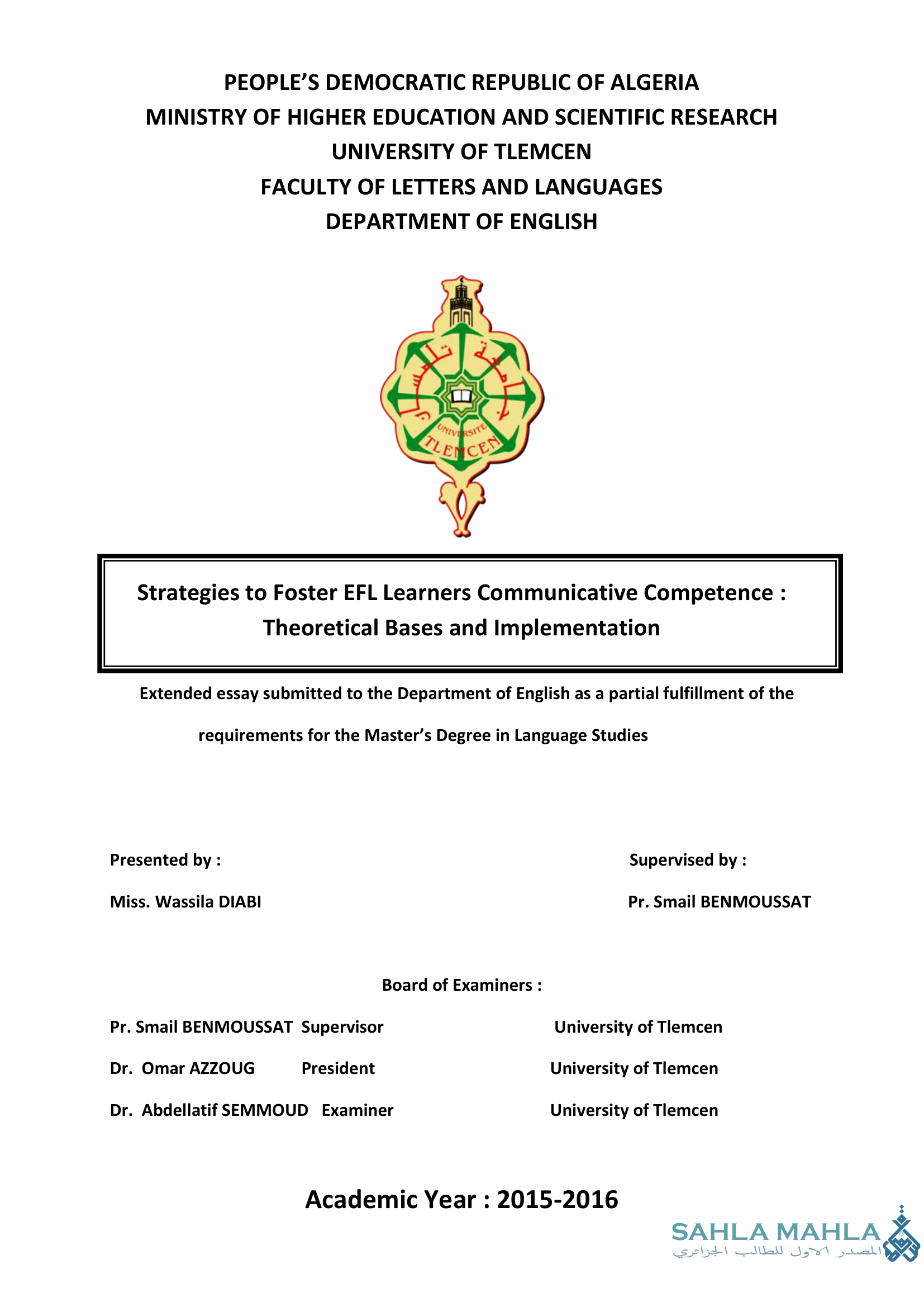 Strategies to Foster EFL Learners Communicative Competence : Theoretical Bases and Implementation