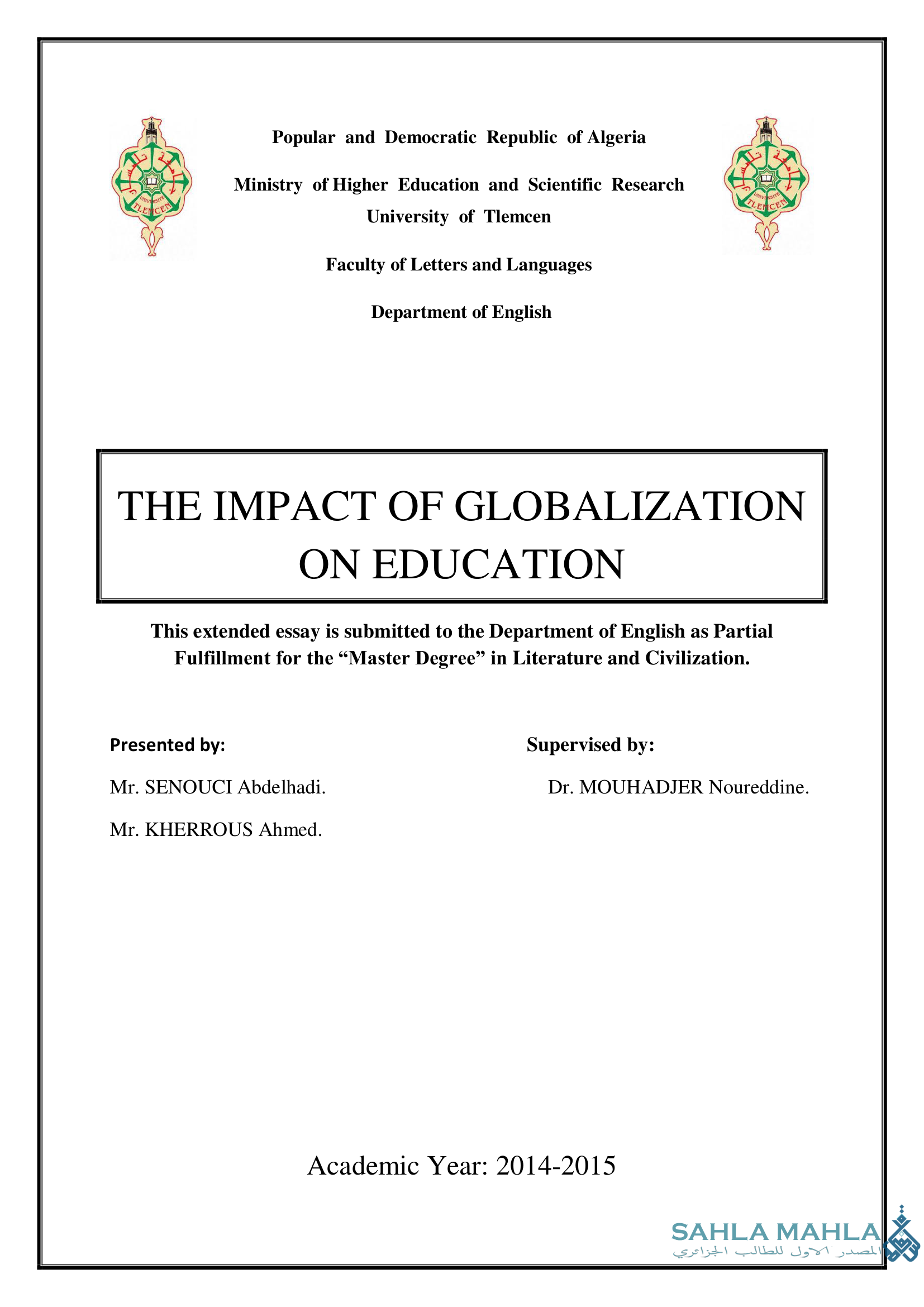 THE IMPACT OF GLOBALIZATION ON EDUCATION