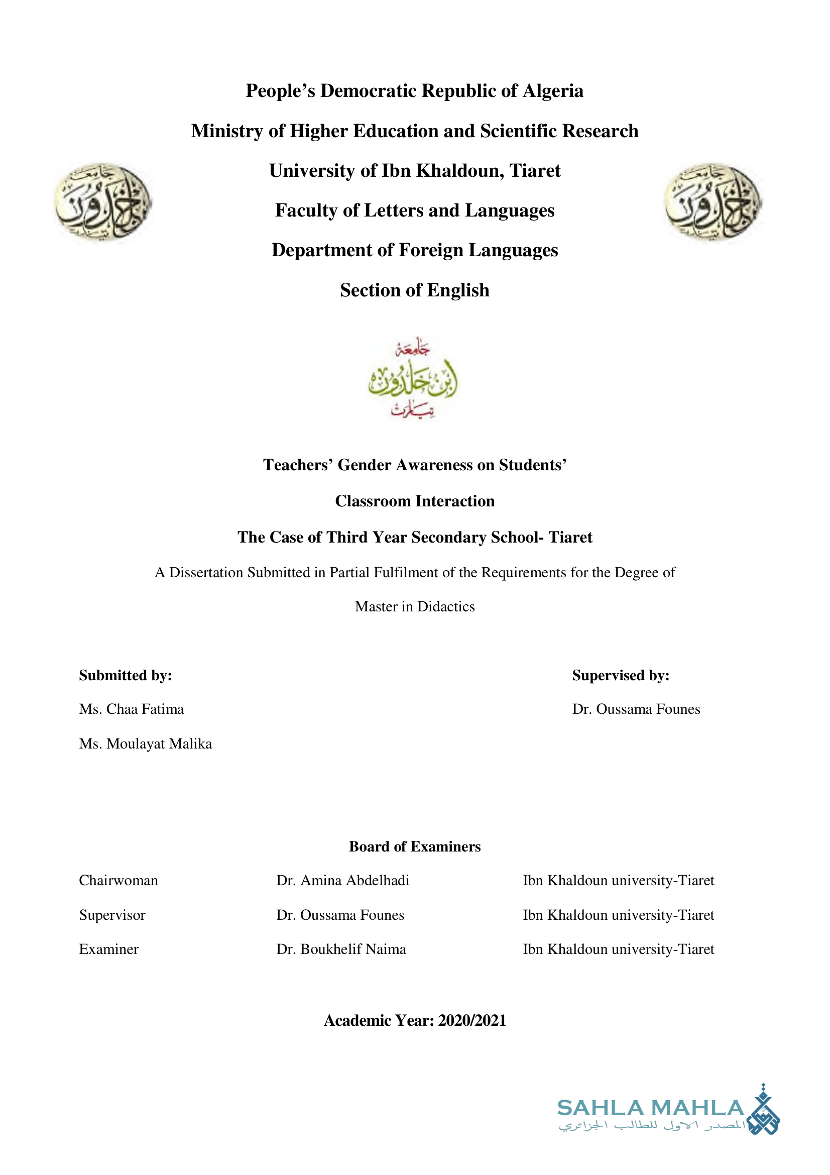 Teachers' Gender Awareness on Students' Classroom Interaction